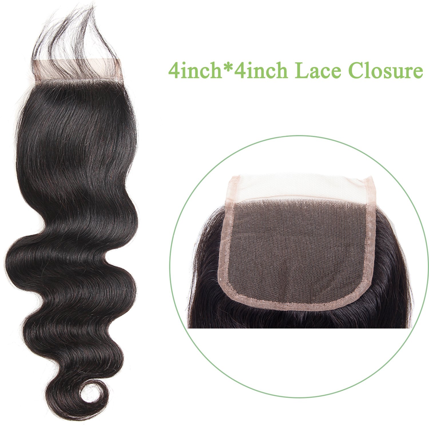 Brazilian Human Hair Body Wave Bundles with Lace Closure (14 16 18 20 Inch) - Unprocessed 100% Virgin Hair Extensions for Black Women - Perfect for Daily Styling, Weaves & Protective Hairstyles