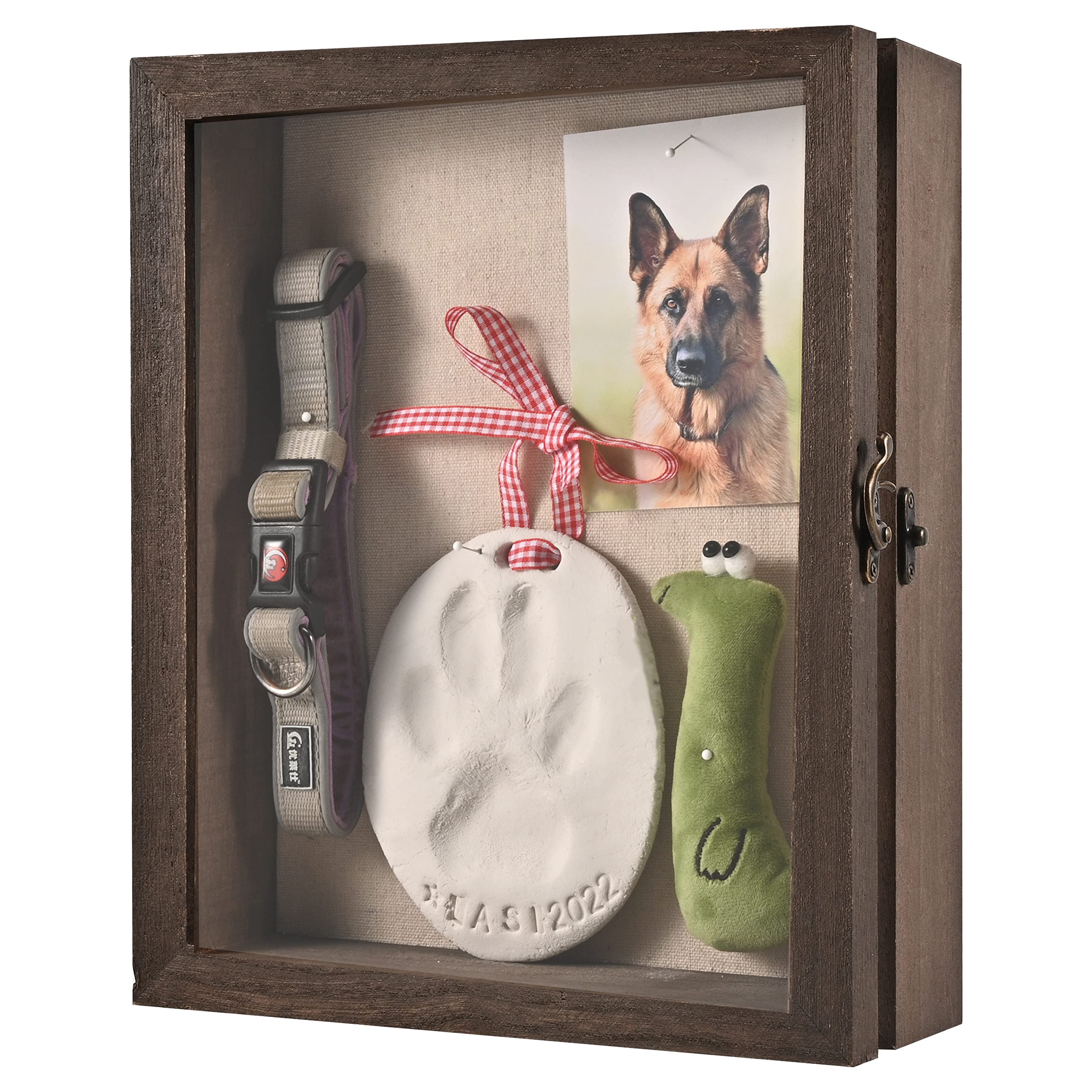 Pet Memorial Shadow Box with Clay Paw Print Kit - Custom Dog & Cat Picture Frame Ornament, Sympathy Gift for Pet Loss, Pet Lover Keepsake | Perfect for Memorial Displays, Pet Funeral Tributes & Healing Gifts