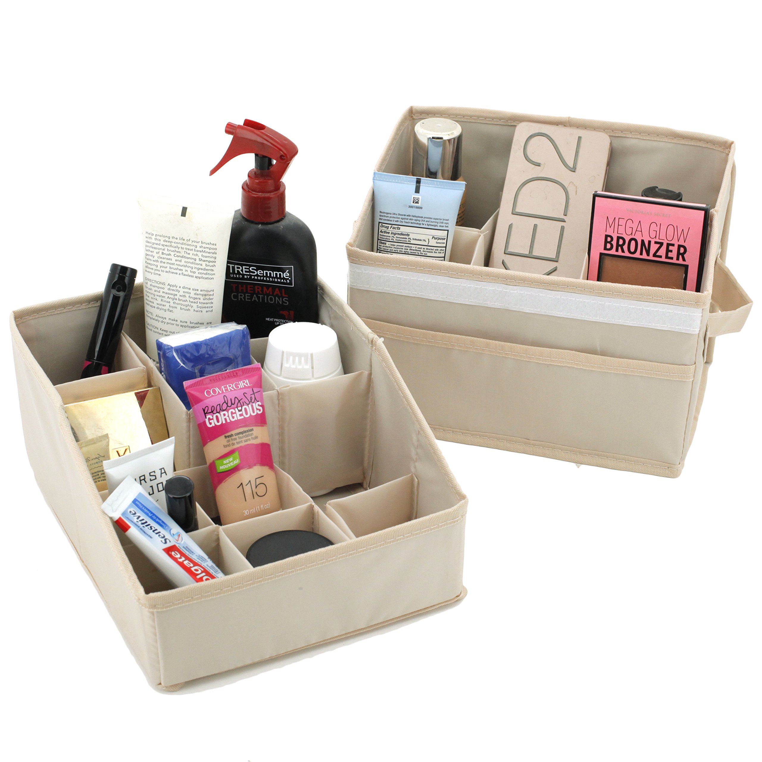 Paylak Set of 2 Plastic Storage Bins & Trays - Bathroom Organizer for Makeup, Lotions, Skincare - Dorm Room & Nursery Storage Solutions - Perfect for Vanity Countertops, Shower Shelves & Closet Organization