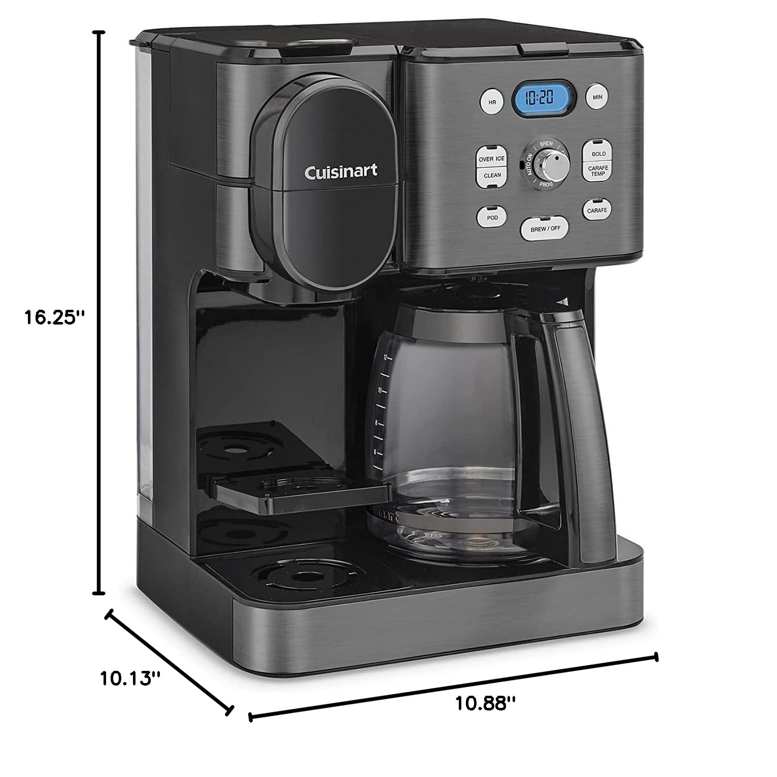 Cuisinart SS-16BKS 12-Cup Programmable Coffee Maker with Glass Carafe - Black Stainless Steel - Brews Hot & Iced Coffee - Perfect for Home, Office & Entertaining