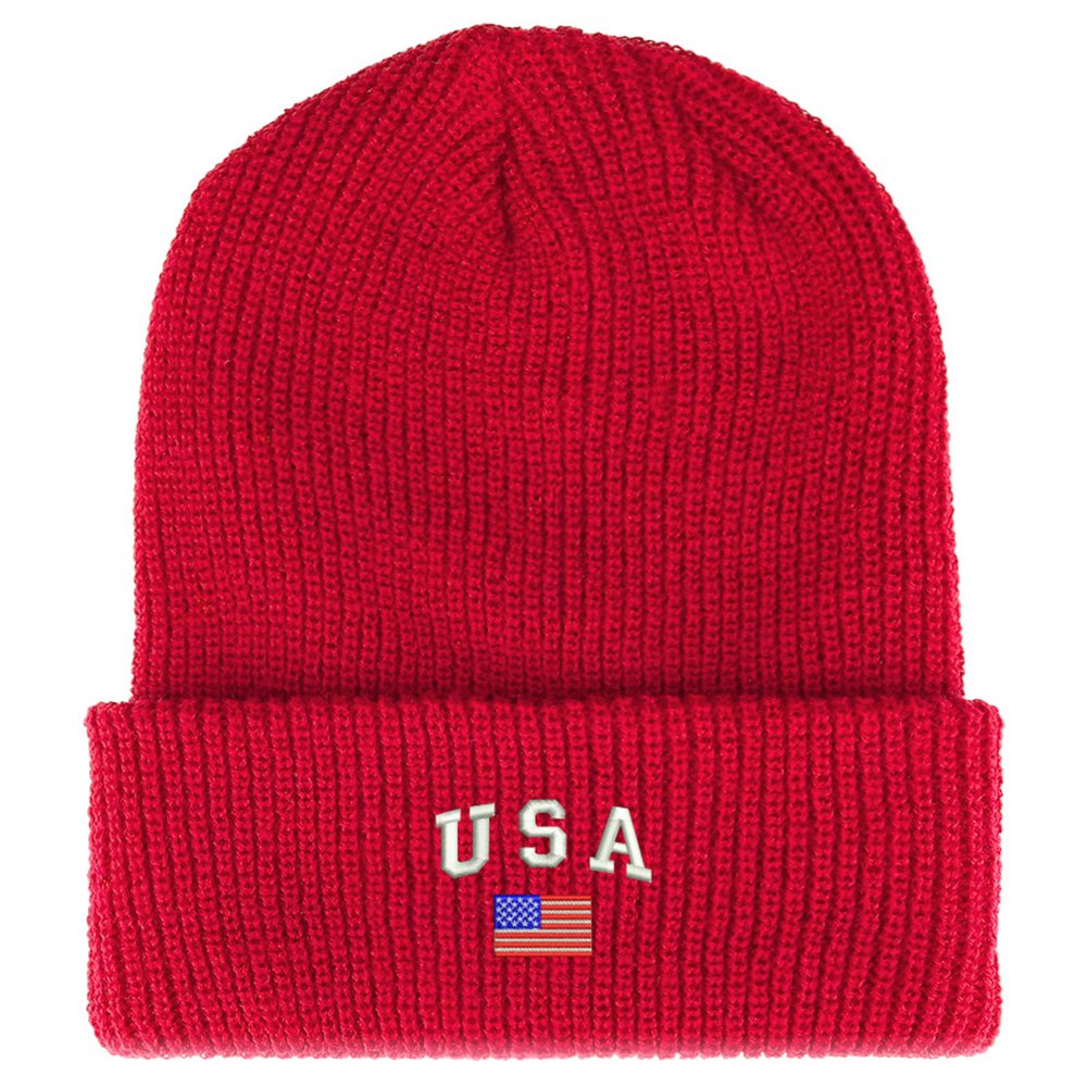 A Cozy Winter Adventure with the USA Flag Embroidered Knit Beanie