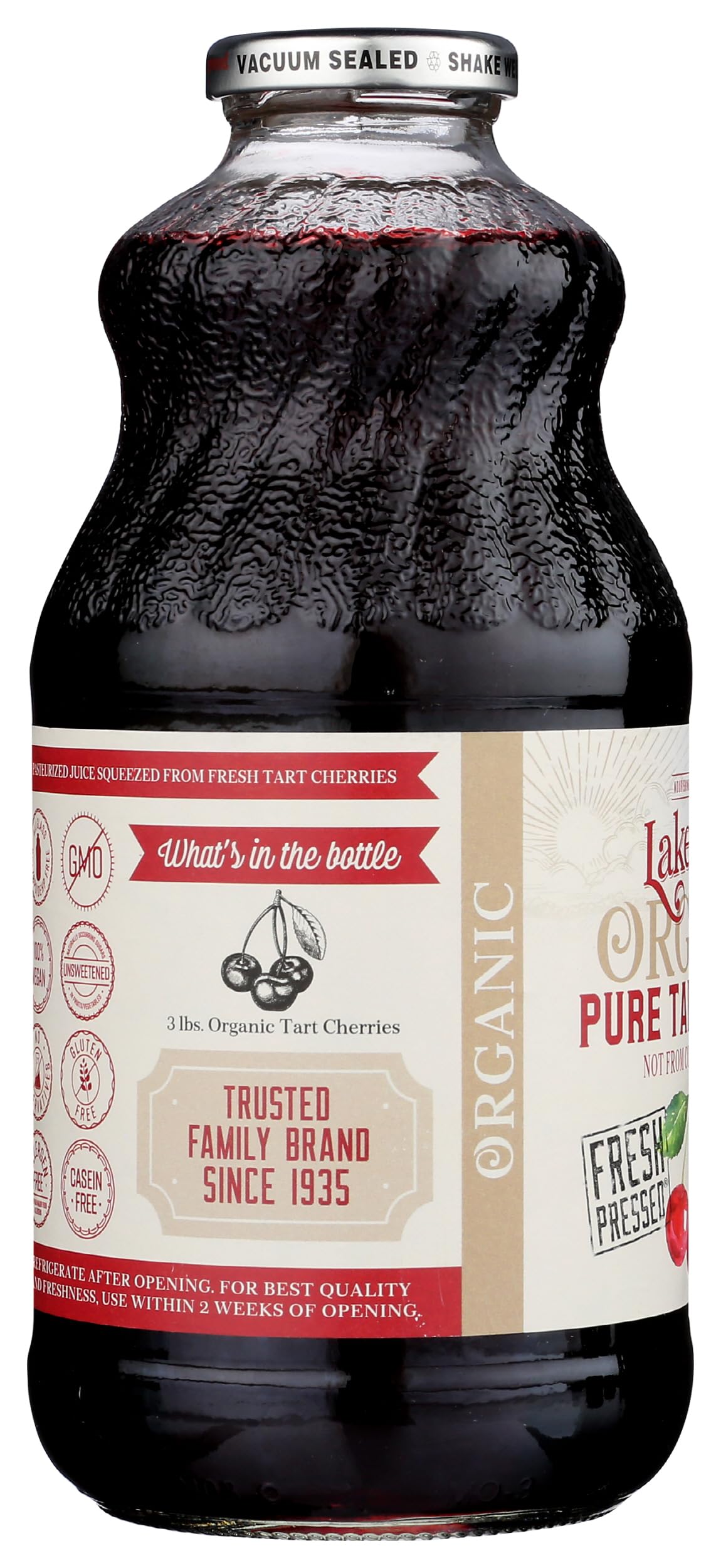 Organic Pure Cherry Tart Juice by Lakewood, 32 oz - Antioxidant-Rich, No Sugar Added, Perfect for Smoothies, Cocktails & Healthy Hydration