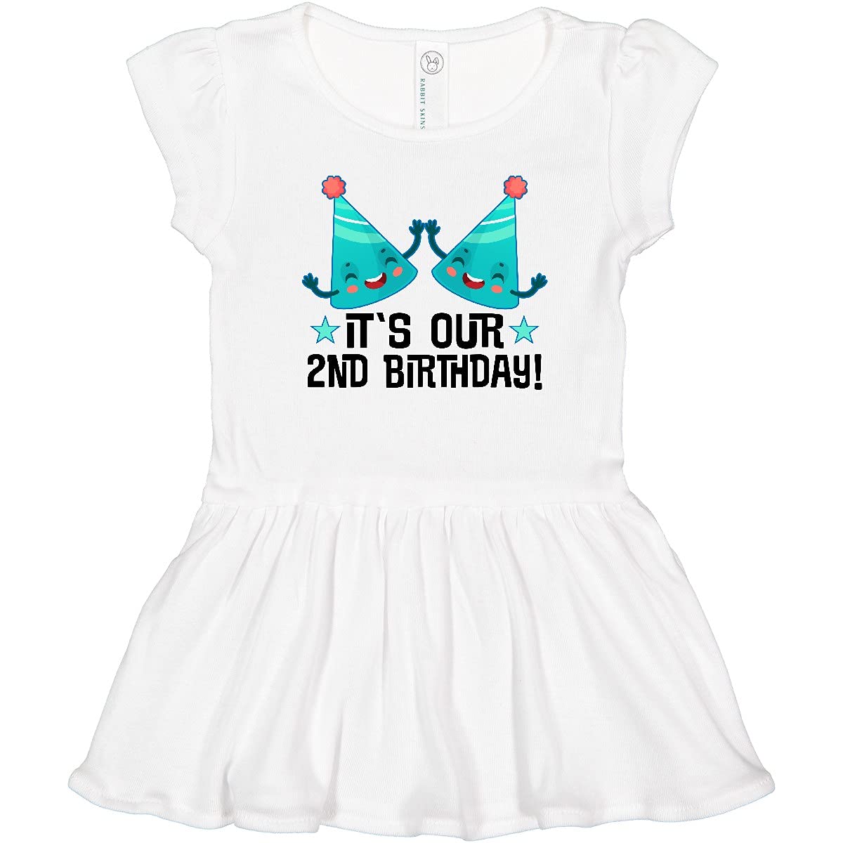 Inktastic 2nd Birthday Twins Party Toddler Dress - Cute Matching Outfits for Twin Girls Birthday Celebration, Family Photos & Special Occasions