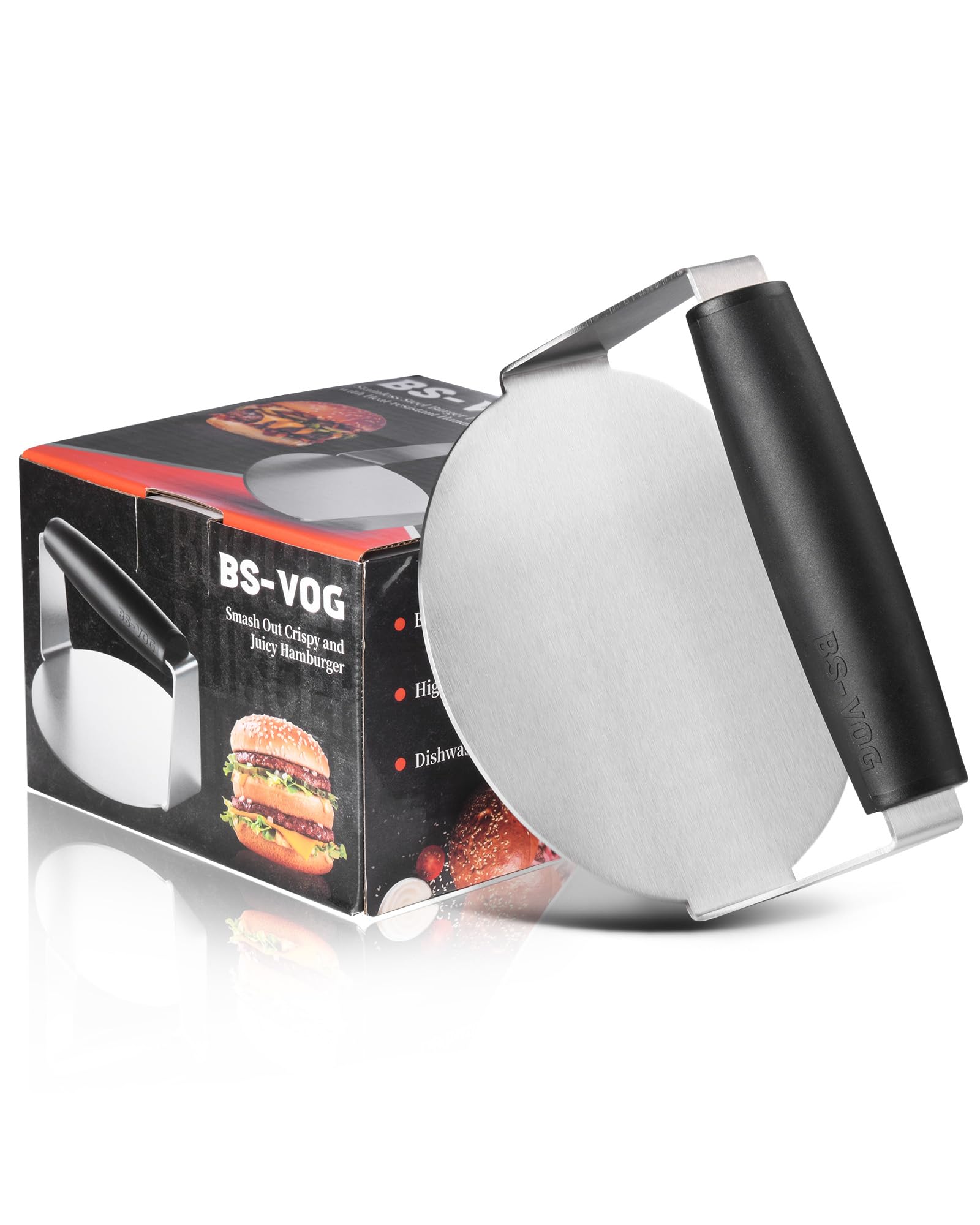 6 Inch Stainless Steel Burger Press with Non-Stick Surface & Anti-Scald Handle - Perfect for Griddle, Flat Top Grill & Smash Burgers - Great Gift for BBQ & Home Cooking Enthusiasts