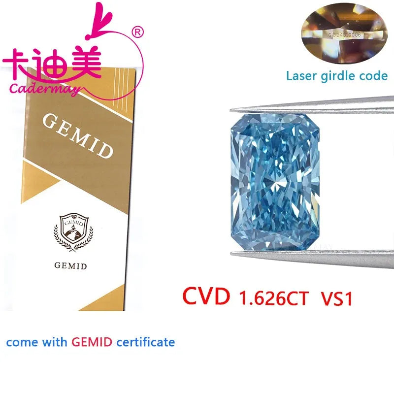 Radiant Cut Fancy Blue VS1 Clarity CVD Lab Grown Diamond Loose Stone - Premium Gemstone for Wedding Jewelry Making & Engagement Rings | Fine Jewelry Crafting & Custom Designs