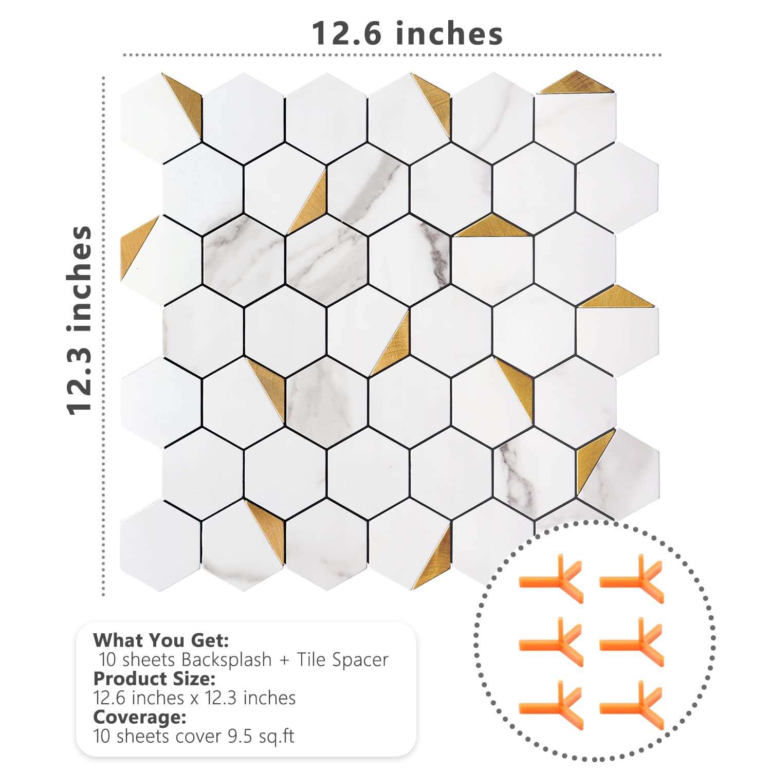STICKGOO Peel and Stick Backsplash Tiles for Kitchen - 10-Pack Self-Adhesive Backsplash Tile Edge Trim - Easy DIY Kitchen Upgrade, Waterproof & Heat Resistant for Stove, Sink, and Countertop Protection