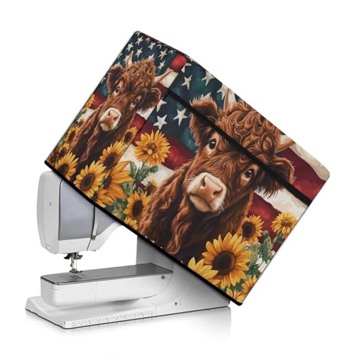 Cow Sunflower USA Flag