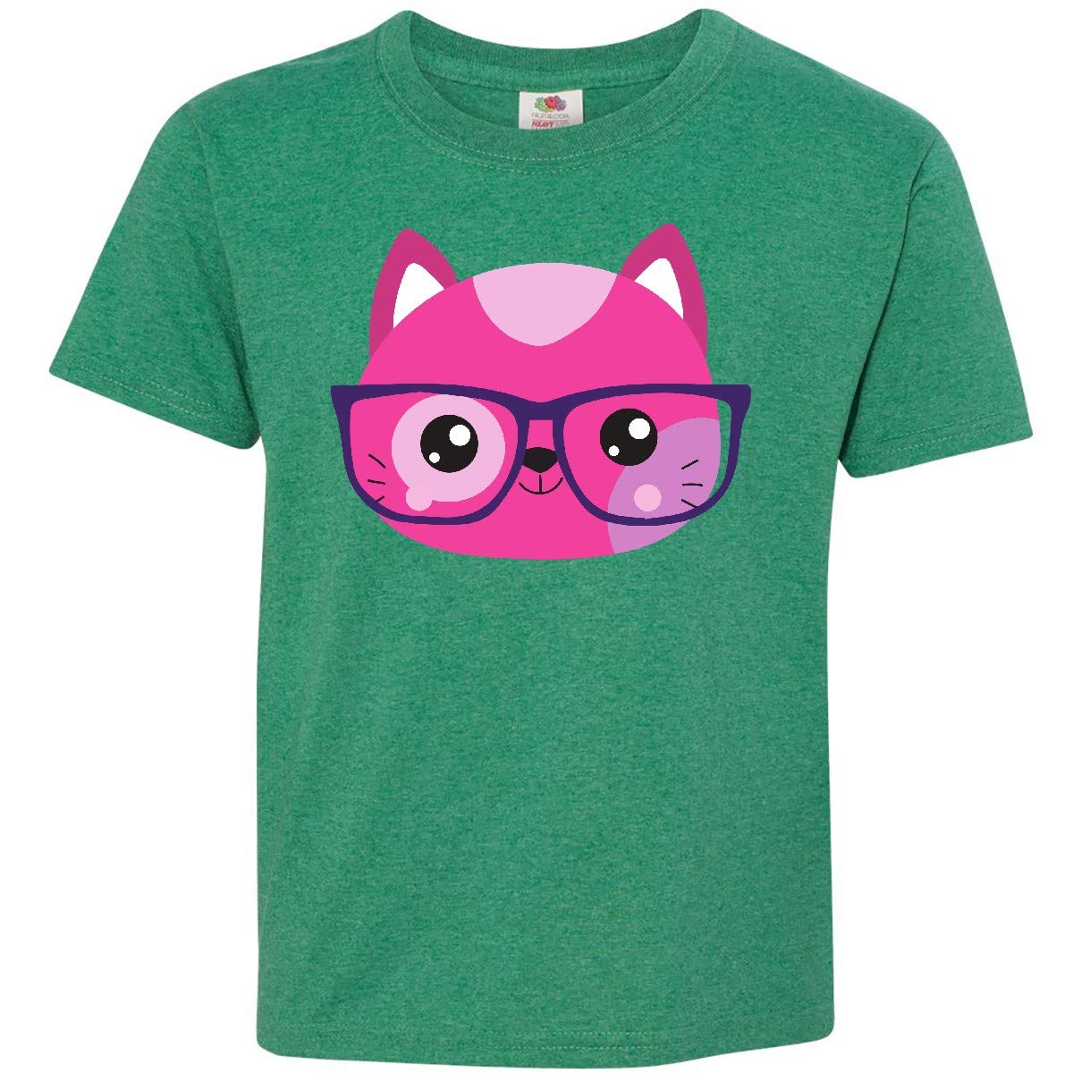 Inktastic Hipster Cat with Glasses - Cute Kitten Youth T-Shirt for Boys & Girls - Perfect for Casual Wear, School, and Cat Lovers
