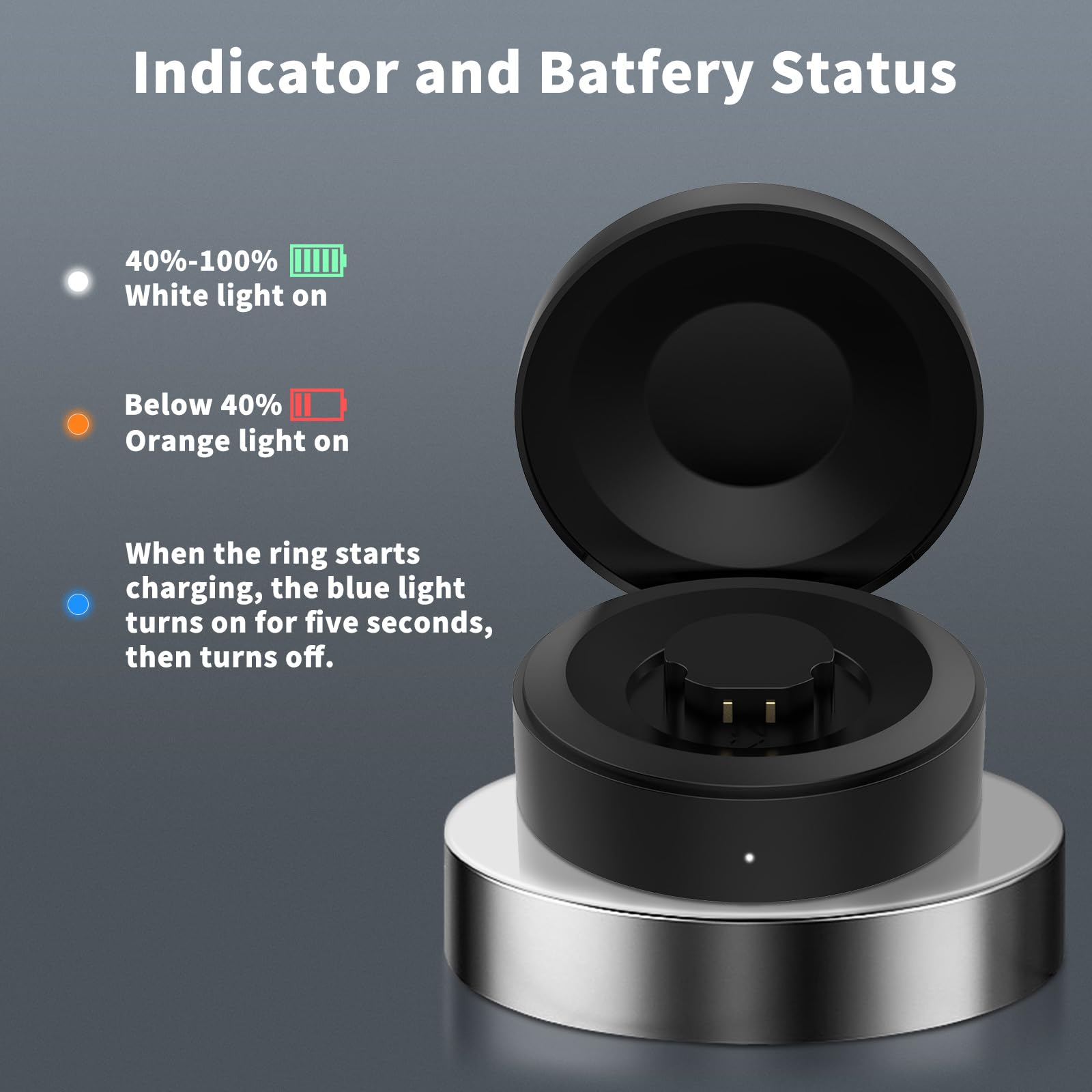 RingConn Gen 1 Smart Ring Charger Case - Portable Magnetic Charging Dock with XL Compartment (Fits Size 14) - Perfect for Travel, Gym & Daily Smart Ring Protection