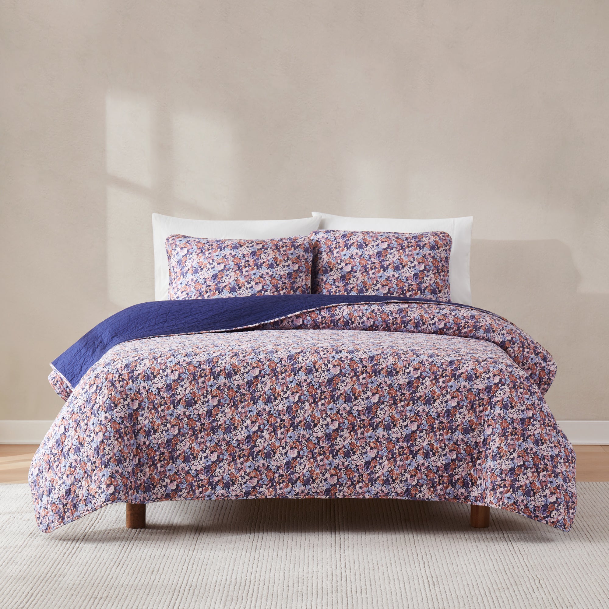 Alicia Camo Floral Cotton Quilt Set - Queen Size Bedding, Soft & Breathable Comforter Cover - Perfect for Bedroom, Guest Room & Dorm Decor