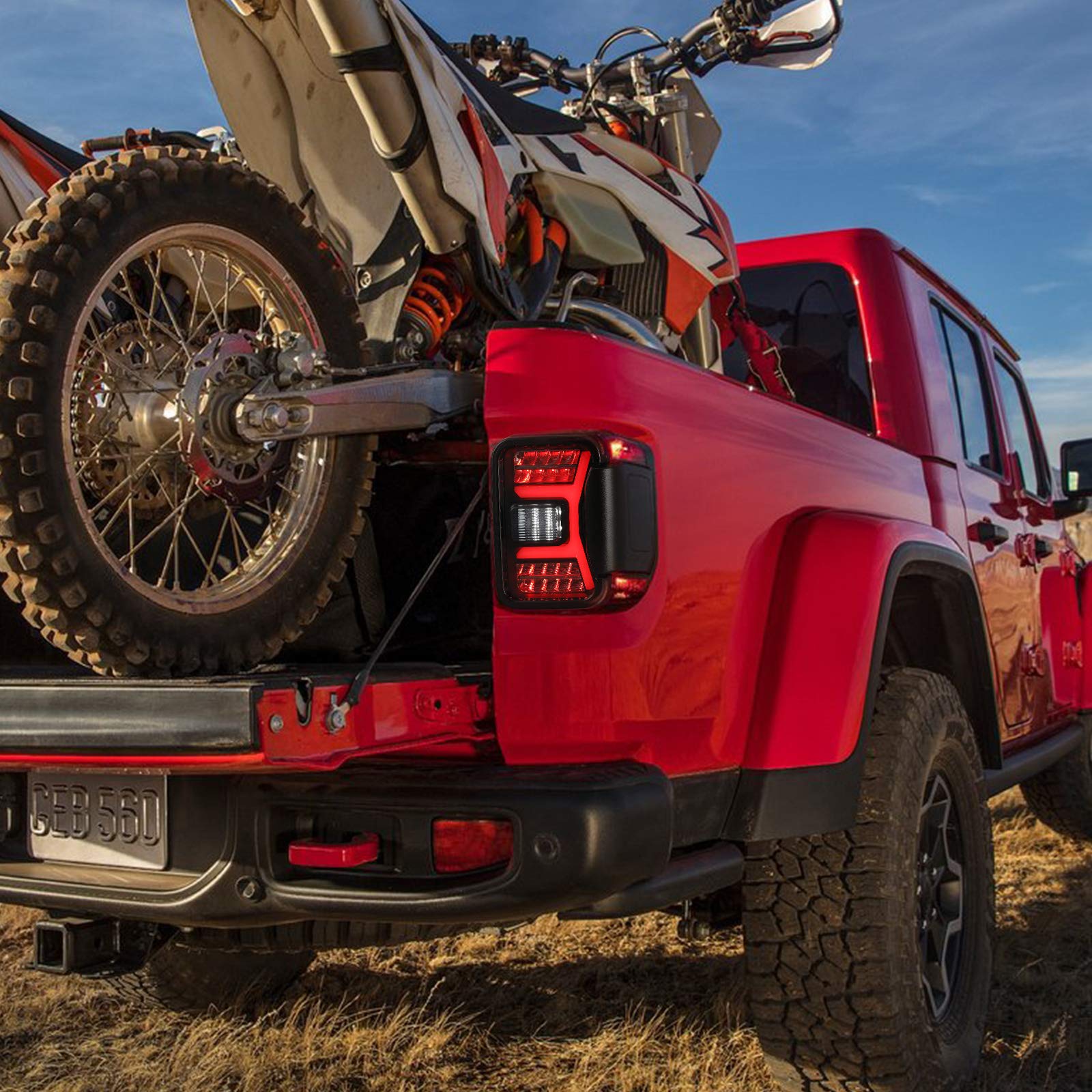 LED Tail Lights for Jeep Gladiator 2019-2025 - Sequential Turn Signal Smoke Lens Tail Lamp Assembly Replacement Accessories | Upgrade Your JT's Style & Safety for Night Driving & Off-Road Adventures