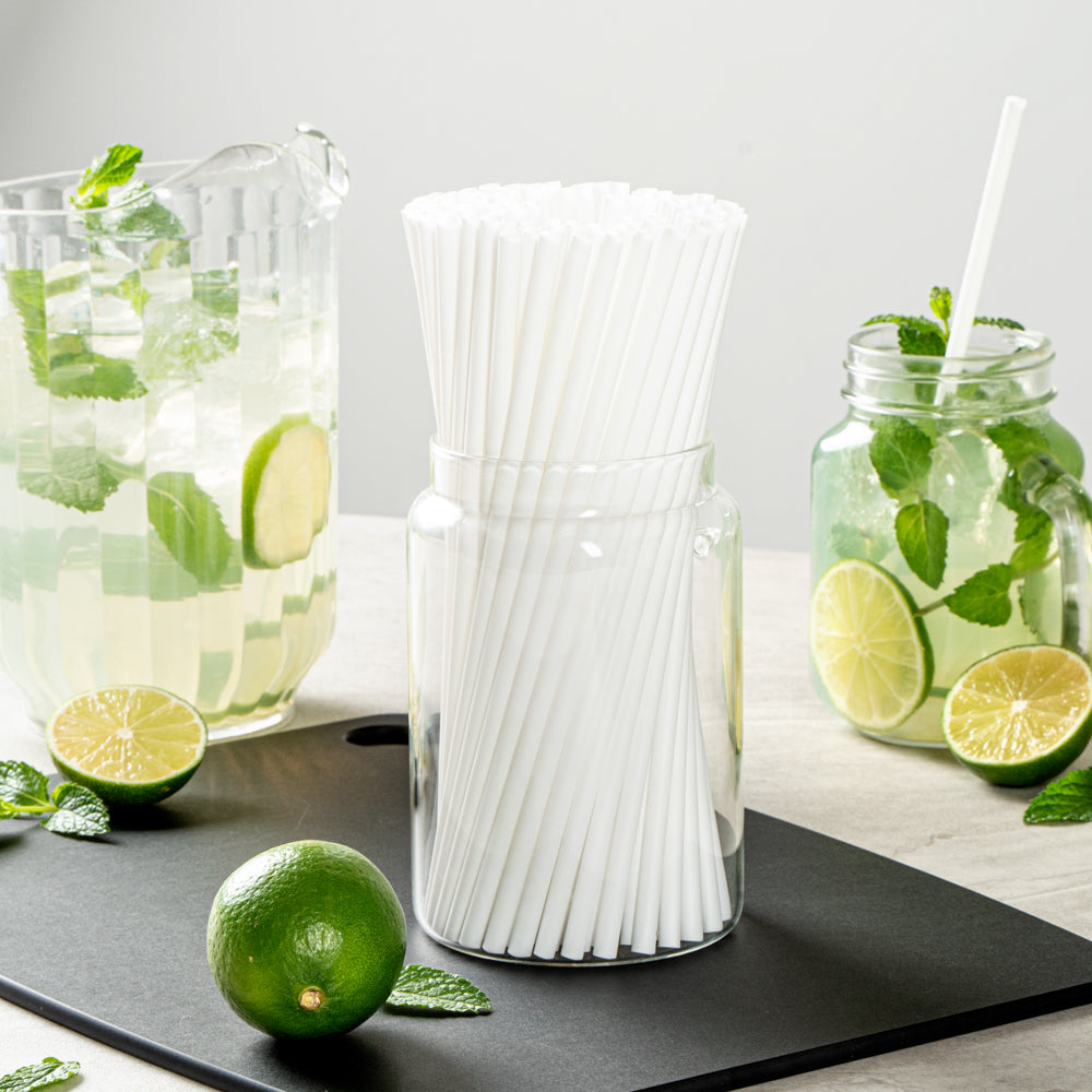Eco-Friendly Compostable PLA/PBAT Plastic Straws - 8 1/4 Inch, 100 Count - Perfect for Restaurants, Parties & Sustainable Living