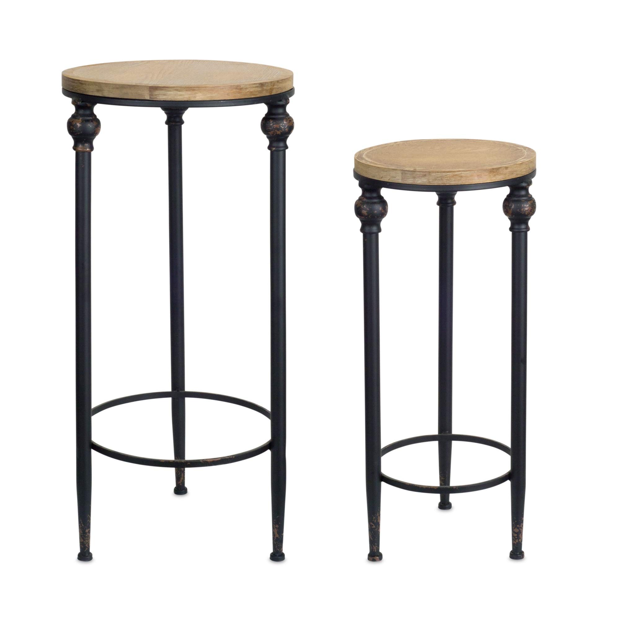 2-Pack Modern Metal & Wood Bar Height Tables 26.75