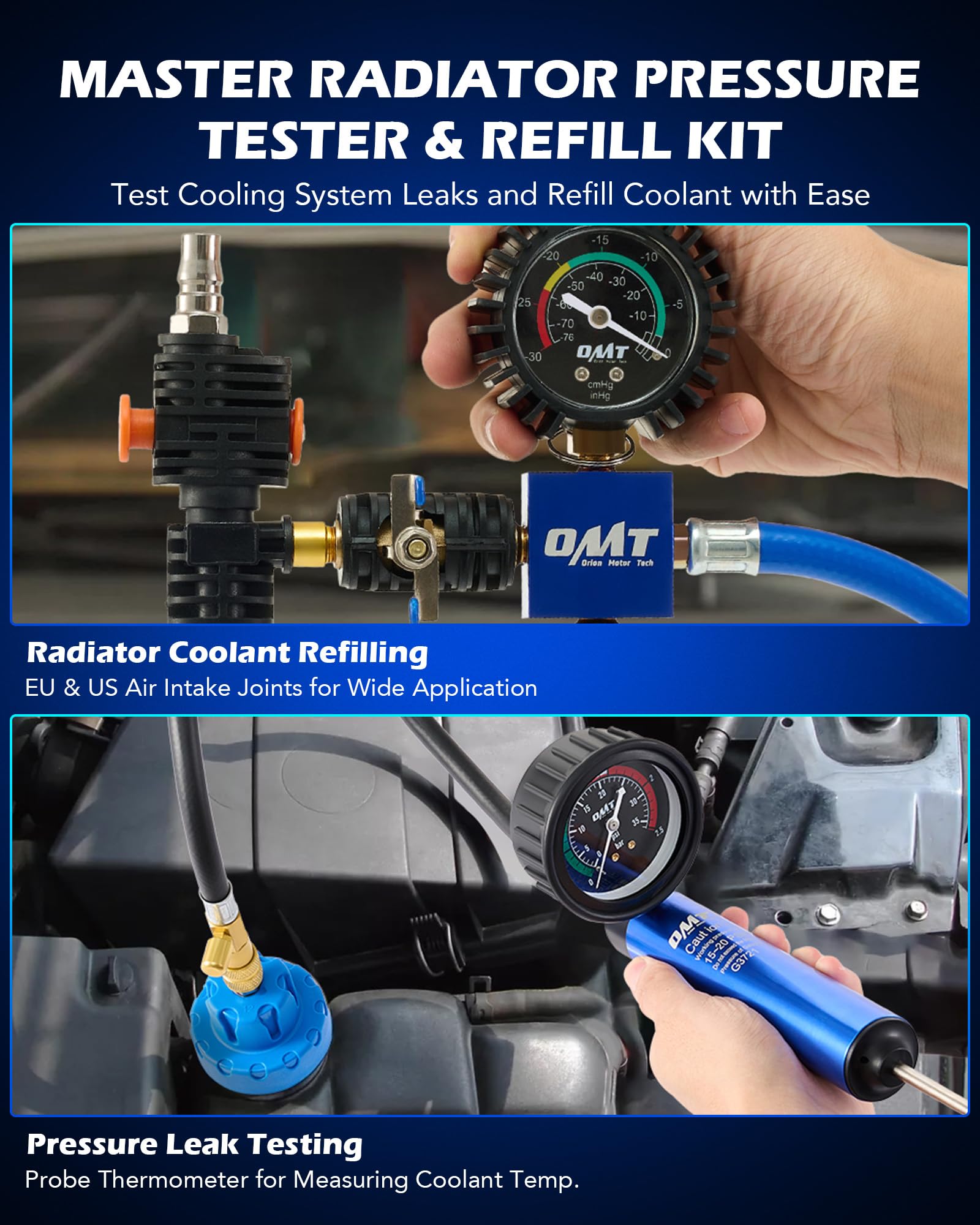 Orion Motor Tech 31-Piece Coolant Pressure Tester Kit - Universal Radiator Cooling System Diagnostic Tool with 23 Adapters & Vacuum Pump - Perfect for Car Maintenance, DIY Auto Repair, and Professional Mechanics