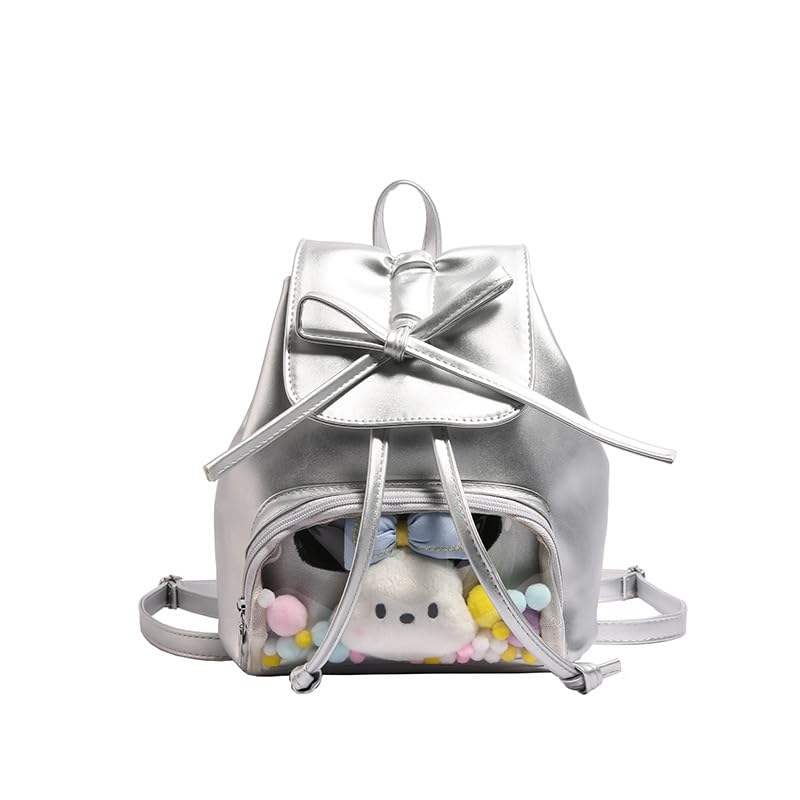 Kawaii Backpack with Cute Pin & Accessories - Y2K Grunge Shoulder Bag for Women, Fashion Hiking Travel Backpack (Silver) | Perfect for School, College, Outdoor Adventures & Daily Use