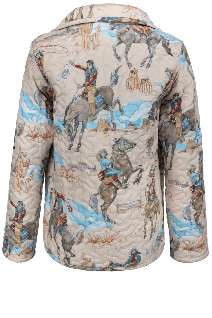 Ida Mae Birdie Quilted Snap Jacket - Pastel Pink Women's Lightweight Spring Jacket for Casual Outings & Outdoor Activities