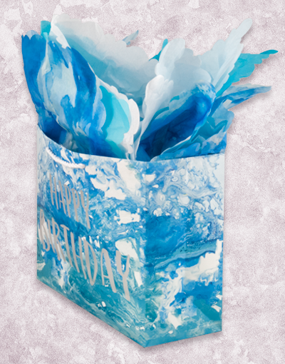 Premium Blue Marble Pattern Gift Bags - Elegant Party Favor Bags for Weddings, Birthdays & Special Occasions - Bulk Pack of 50
