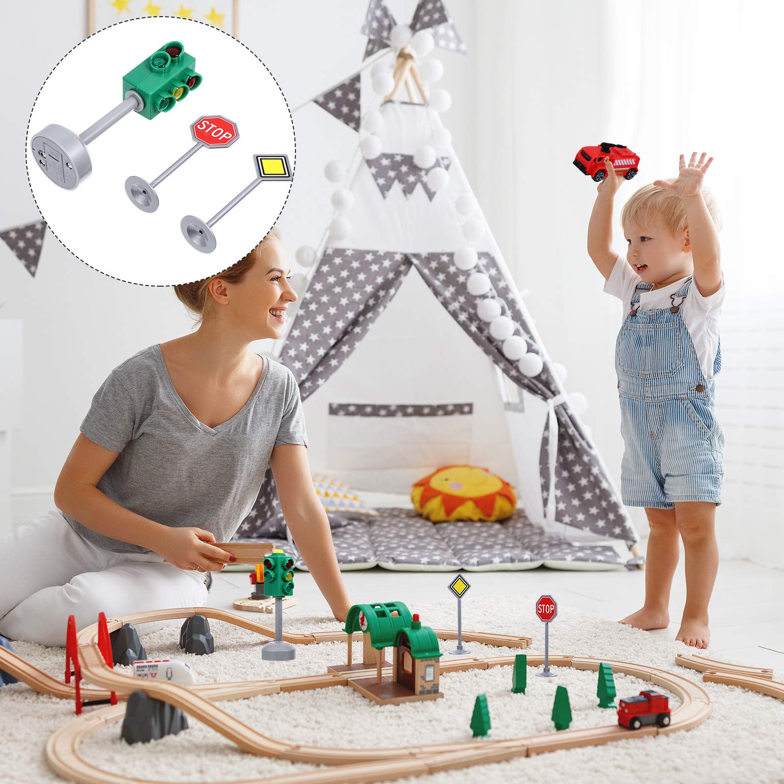 TOYANDONA Traffic Signs Toy Set - Multicolored Road Light, Stop Safety Traffic Maker, Crosswalk Signal Toy for Kids - Perfect for Birthday Gifts, Educational Play & Road Safety Learning Scenarios