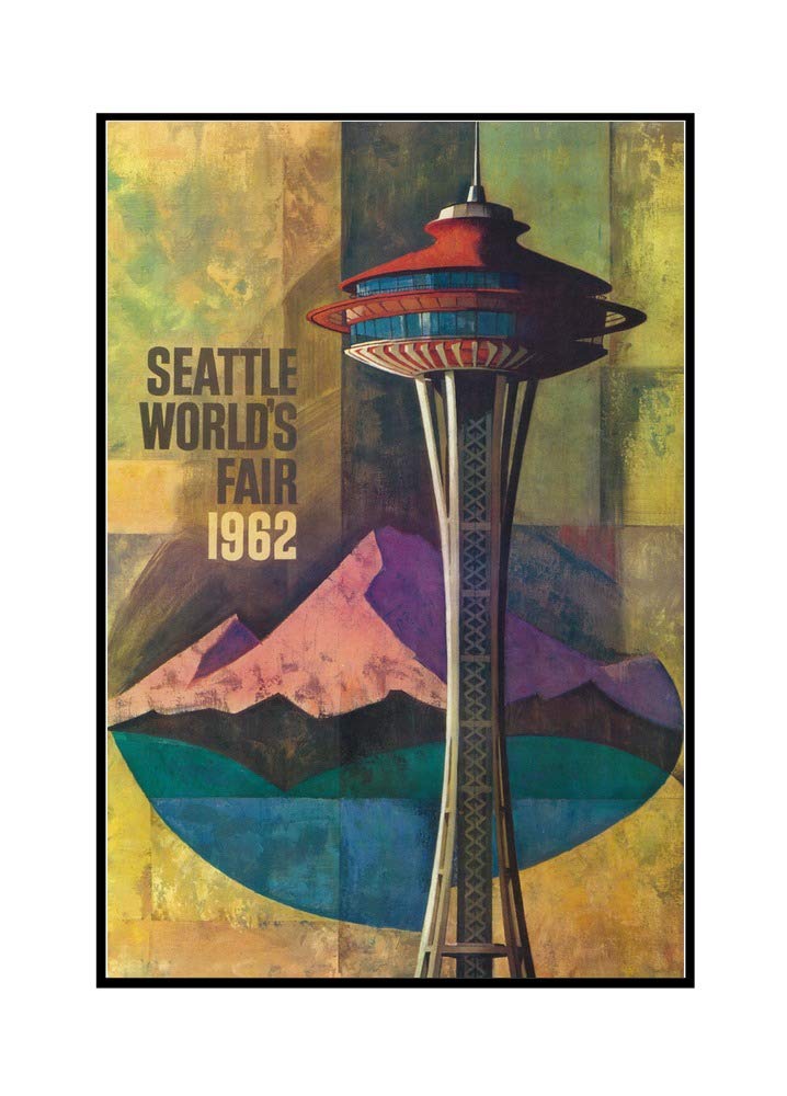 Vintage Seattle Space Needle World's Fair Travel Poster - 24x36 Framed Canvas Wall Art - Perfect for Home Decor, Office & Gift Giving