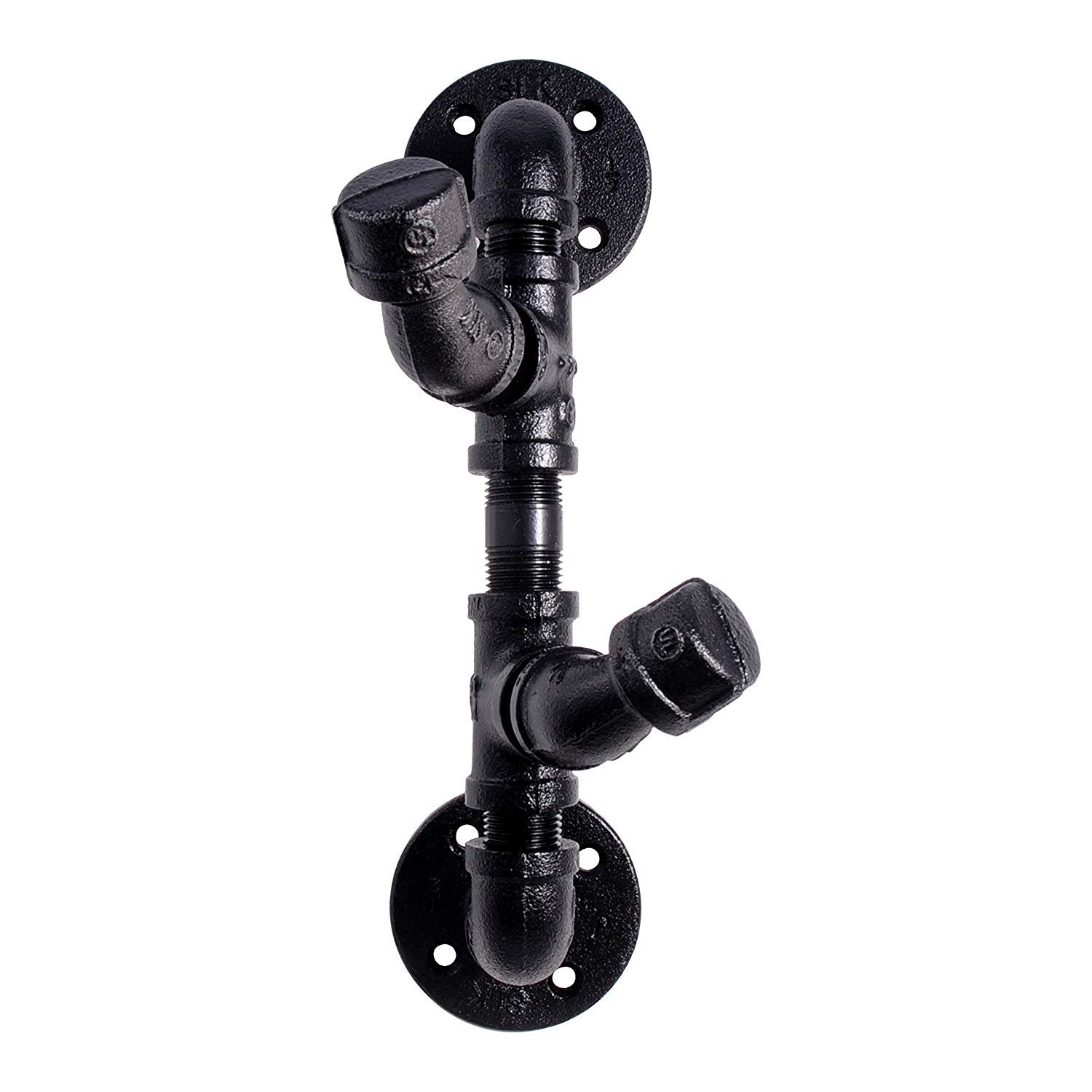 Industrial Pipe Vertical Coat & Hat Hook - Wall Mounted Rustic Vintage Iron Pipe Decor with Black Electroplated Finish | Perfect for Office, Hallway, Closet Organization & DIY Home Decor | Great for Entryway, Mudroom & Garage Storage