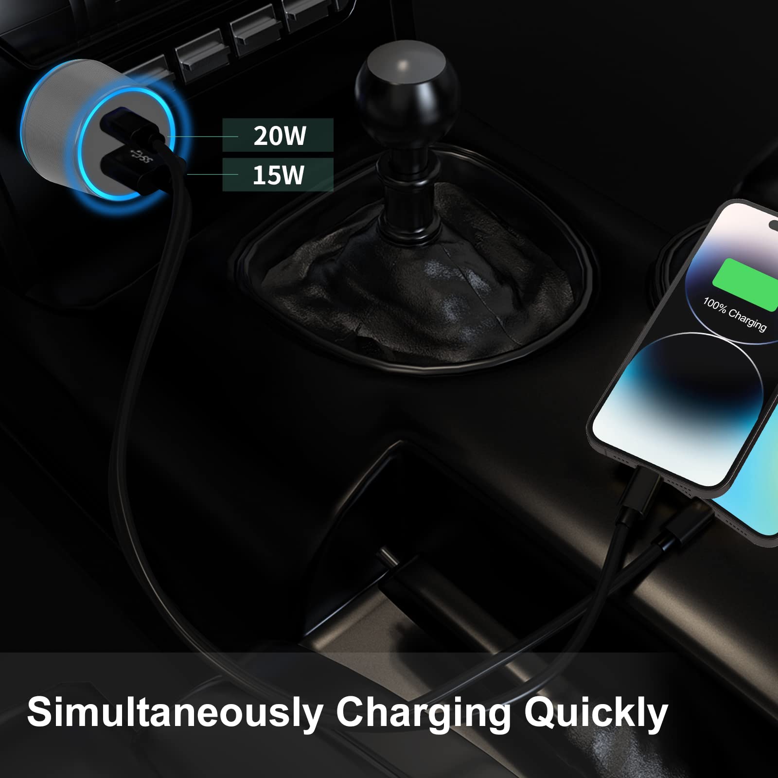 35W USB C Car Charger Fast Charging Dual Port - Compatible with iPhone 16/15/14/13/12/11 Pro/Max/Plus, Samsung Galaxy S25/S24 - Perfect for Road Trips & Daily Commutes