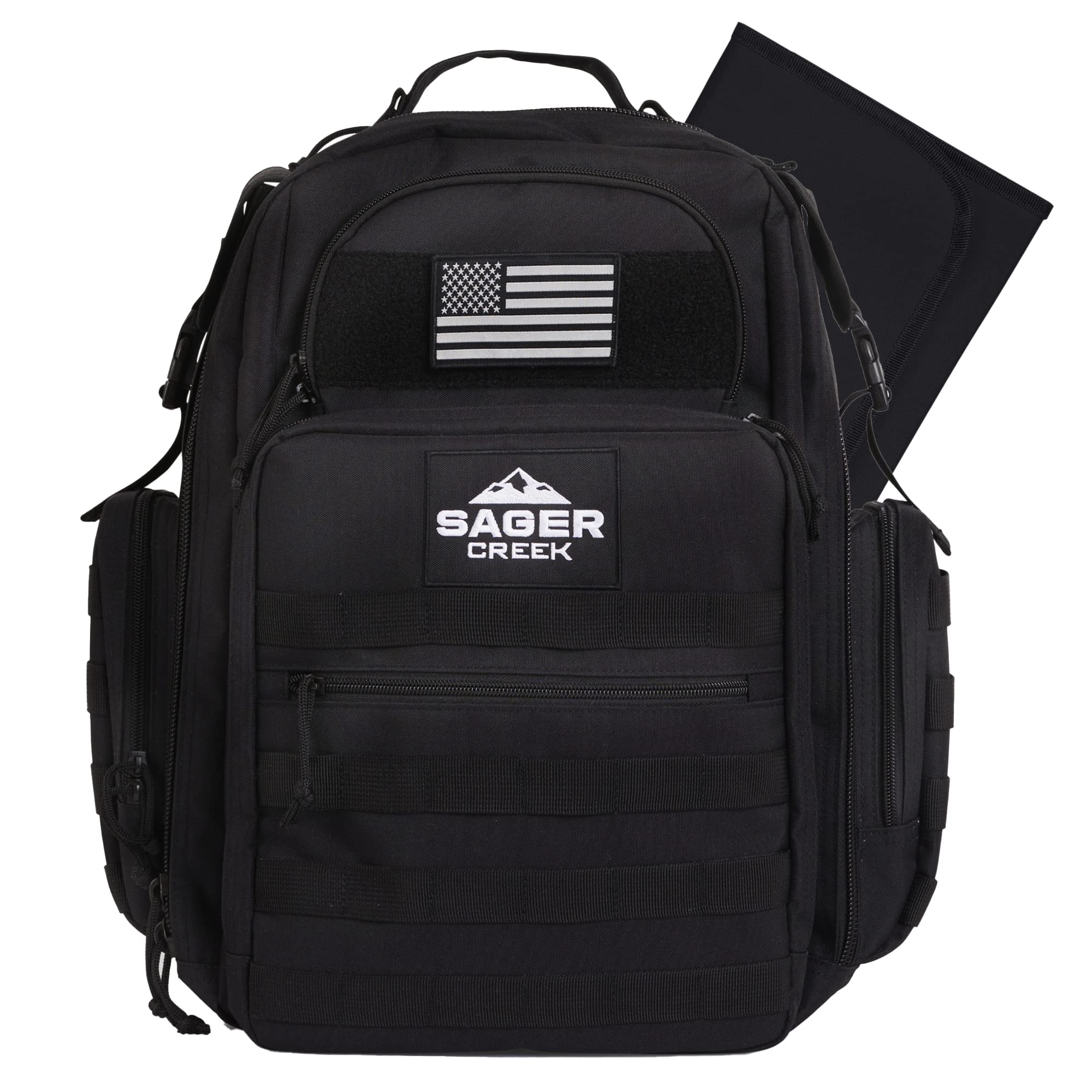 Sager Creek Dad Diaper Bag Backpack with Changing Pad - Waterproof Military Diaper Backpack for Men with Insulated Compartment (Black) | Perfect for Travel, Hiking, and Everyday Baby Essentials Organization