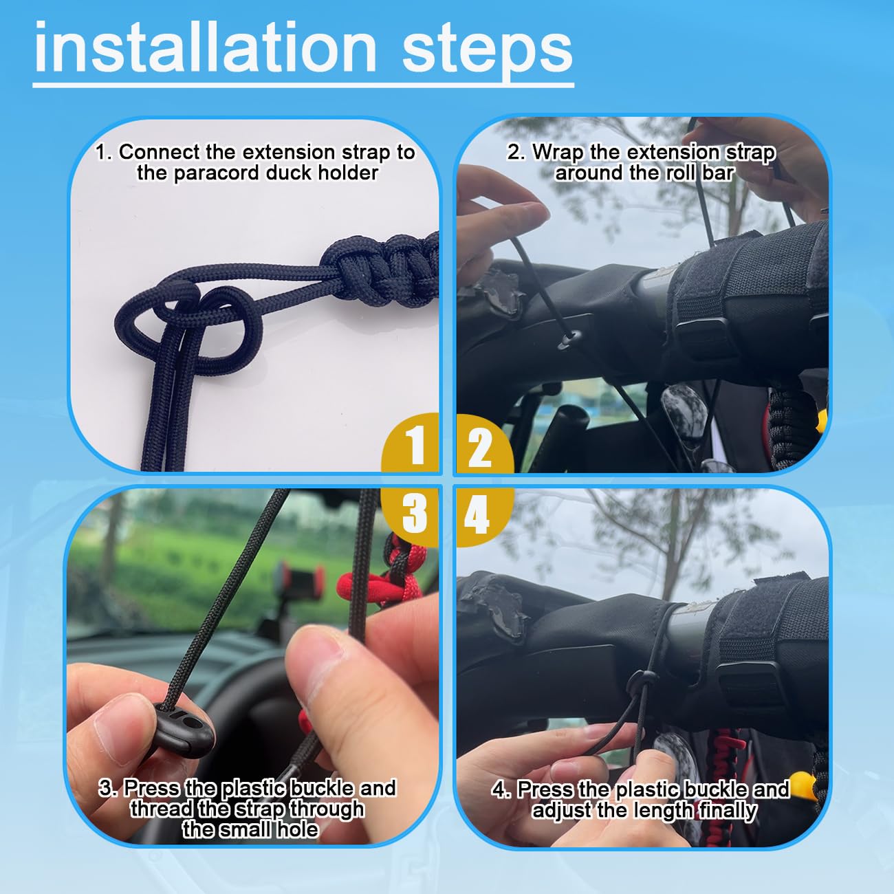Jeep Rubber Ducks Holder - Paracord Duck Accessory for Wrangler YJ TJ JK JL JT - Holds 34 Ducks (Black/Red) - Perfect for Jeep Enthusiasts & Off-Road Adventures