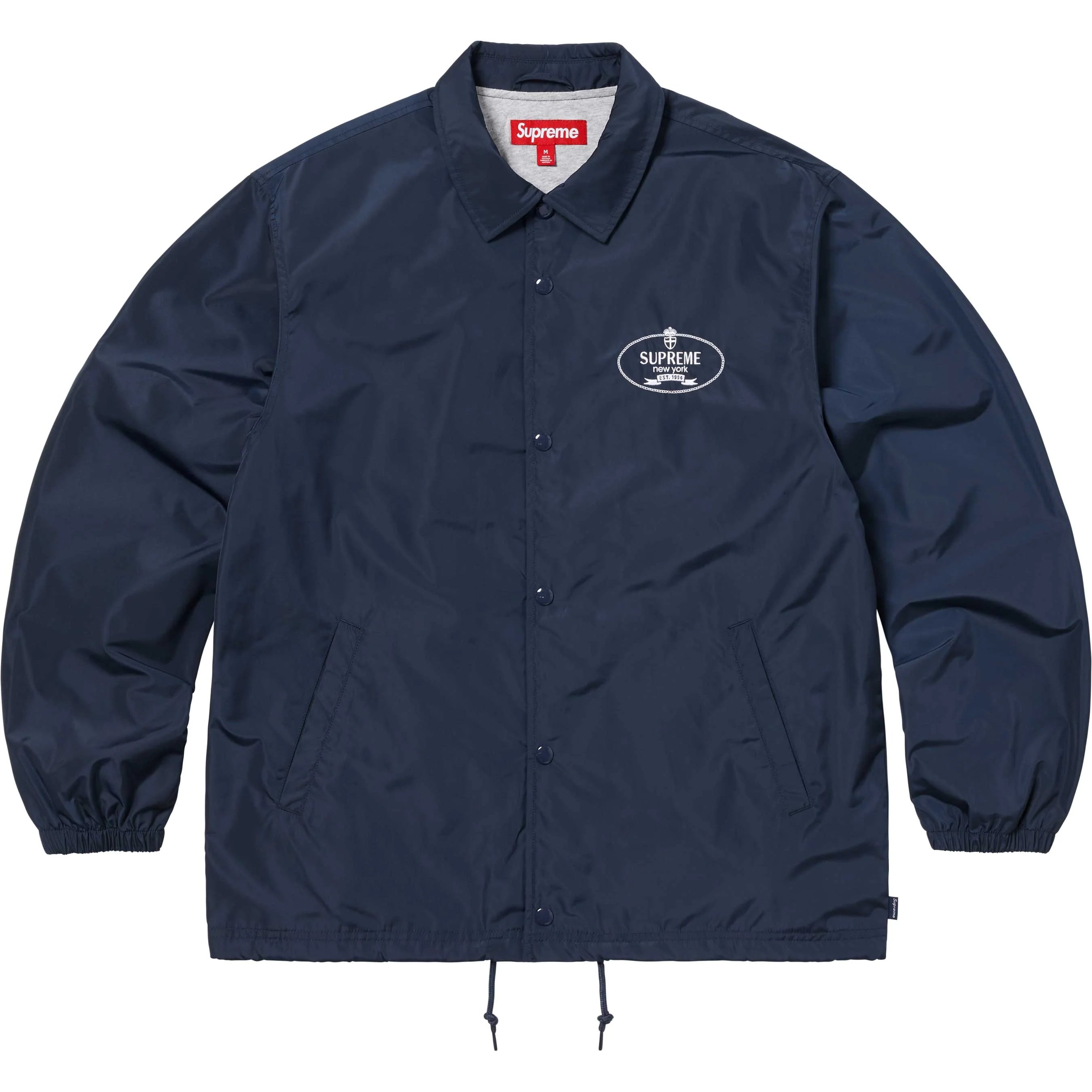 Supreme Crest Coaches Jacket - Navy Blue Vintage Style Windbreaker for Men | Perfect for Casual Wear, Street Fashion & Outdoor Activities