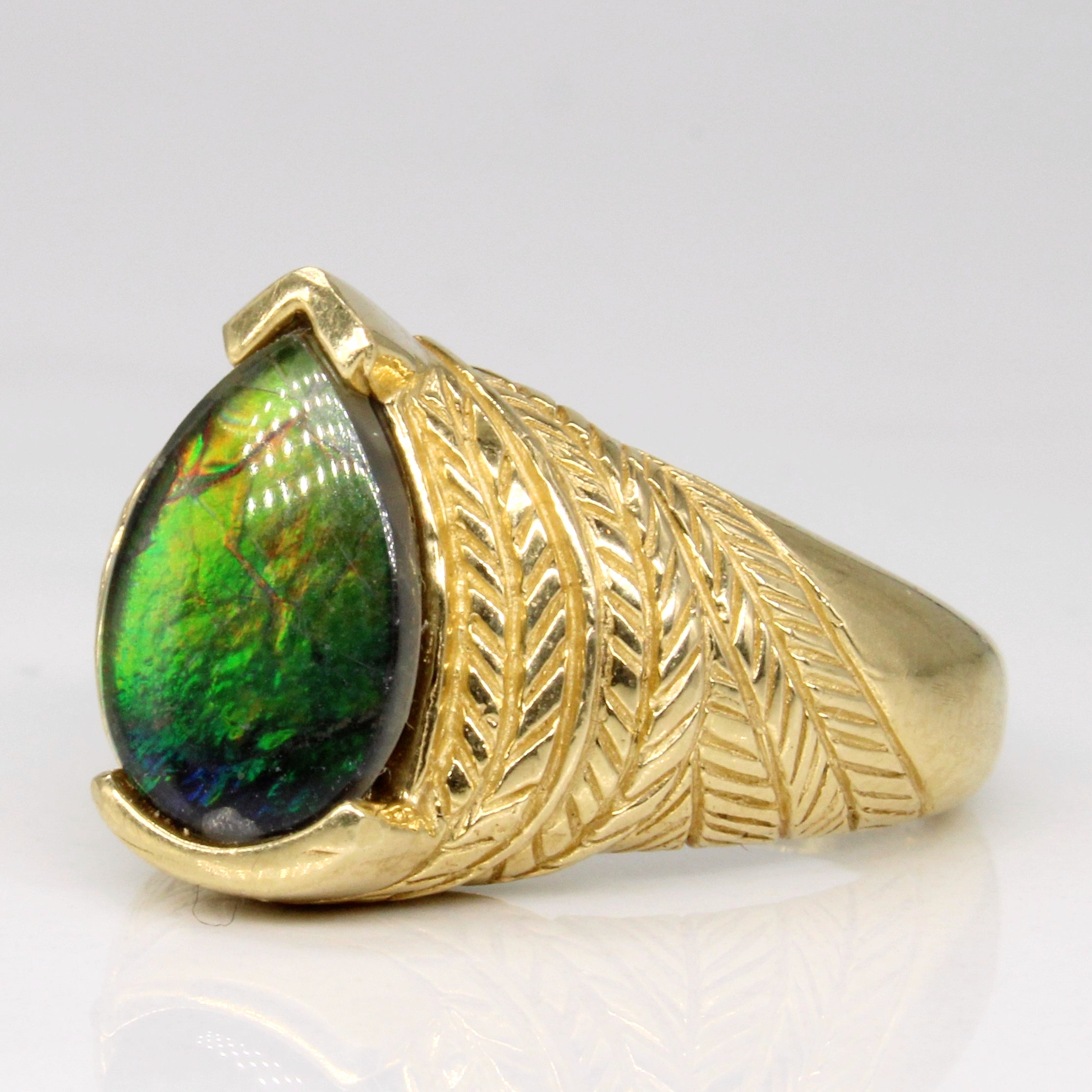 Exquisite 1.42ct Ammolite Cocktail Ring - Size 7.5 | Natural Gemstone Jewelry for Women | Perfect for Evening Parties, Weddings & Special Occasions