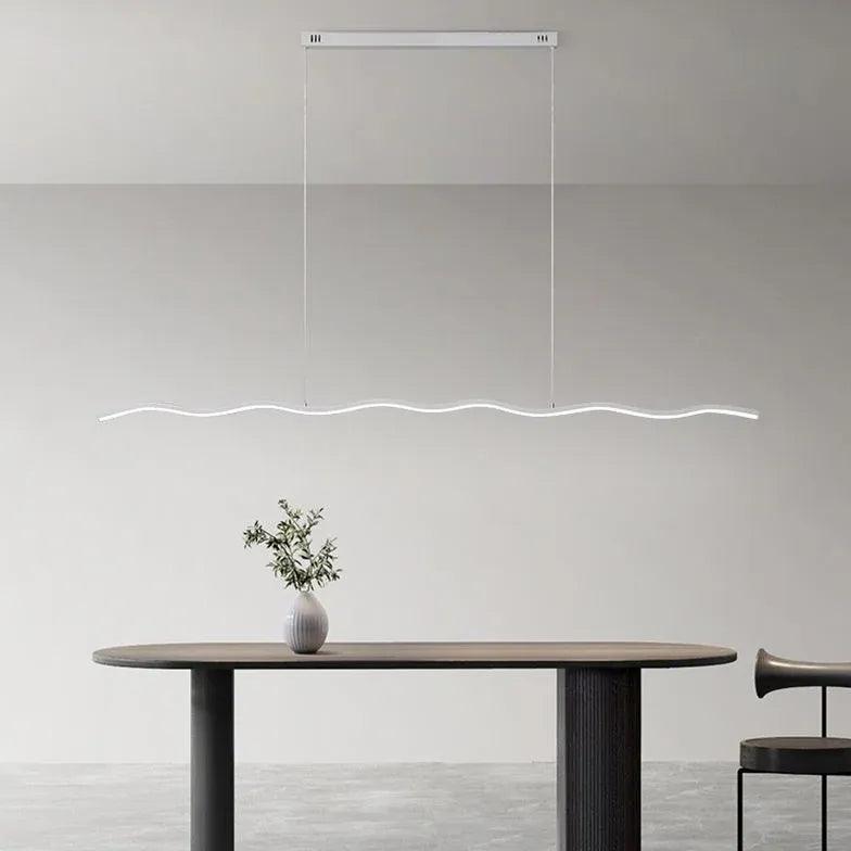 Modern Wavy Line Minimalist Pendant Light - Sleek Contemporary Ceiling Fixture for Living Room, Bedroom, or Dining Area