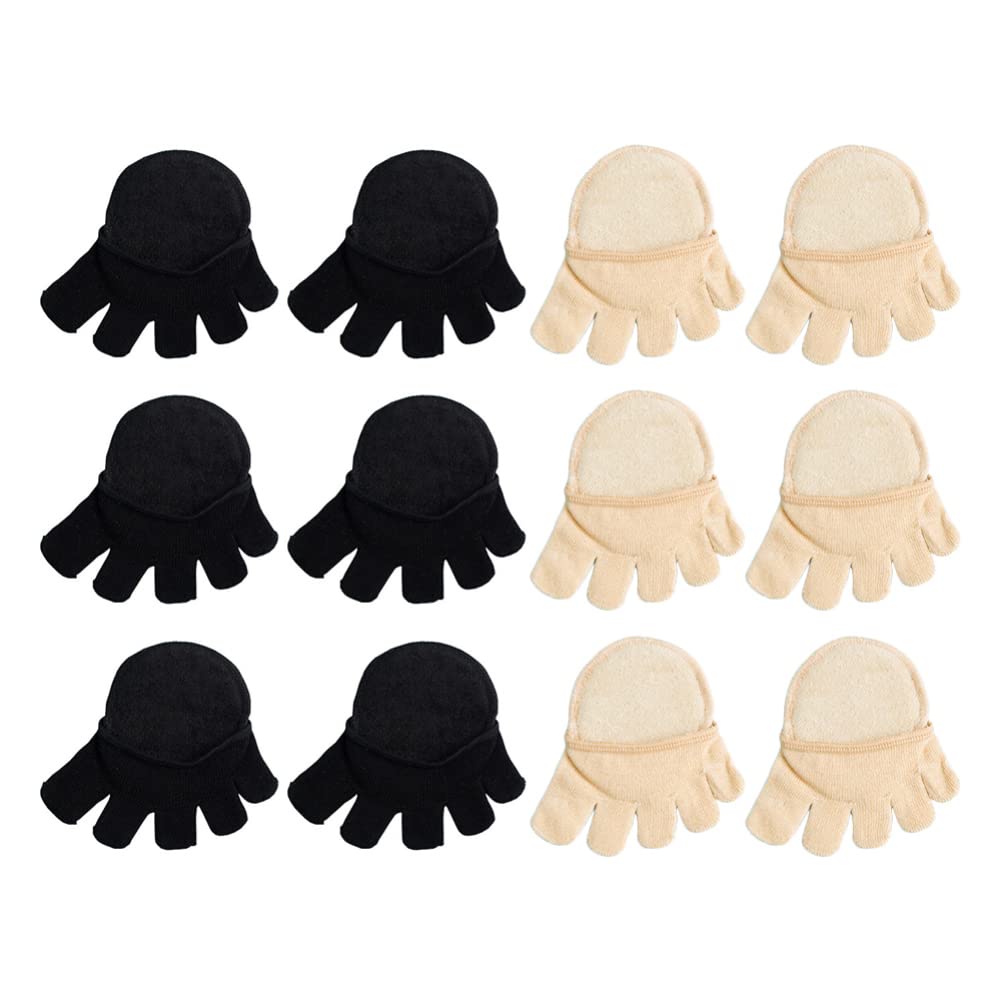 FOMIYES 6 Pairs Toe Socks for Women - No Show Invisible Liner Socks with Non-Slip Forefoot Pads | Comfortable Five Finger Half Socks for High Heels, Flats & Boots | Perfect for Workout, Yoga & Daily Wear