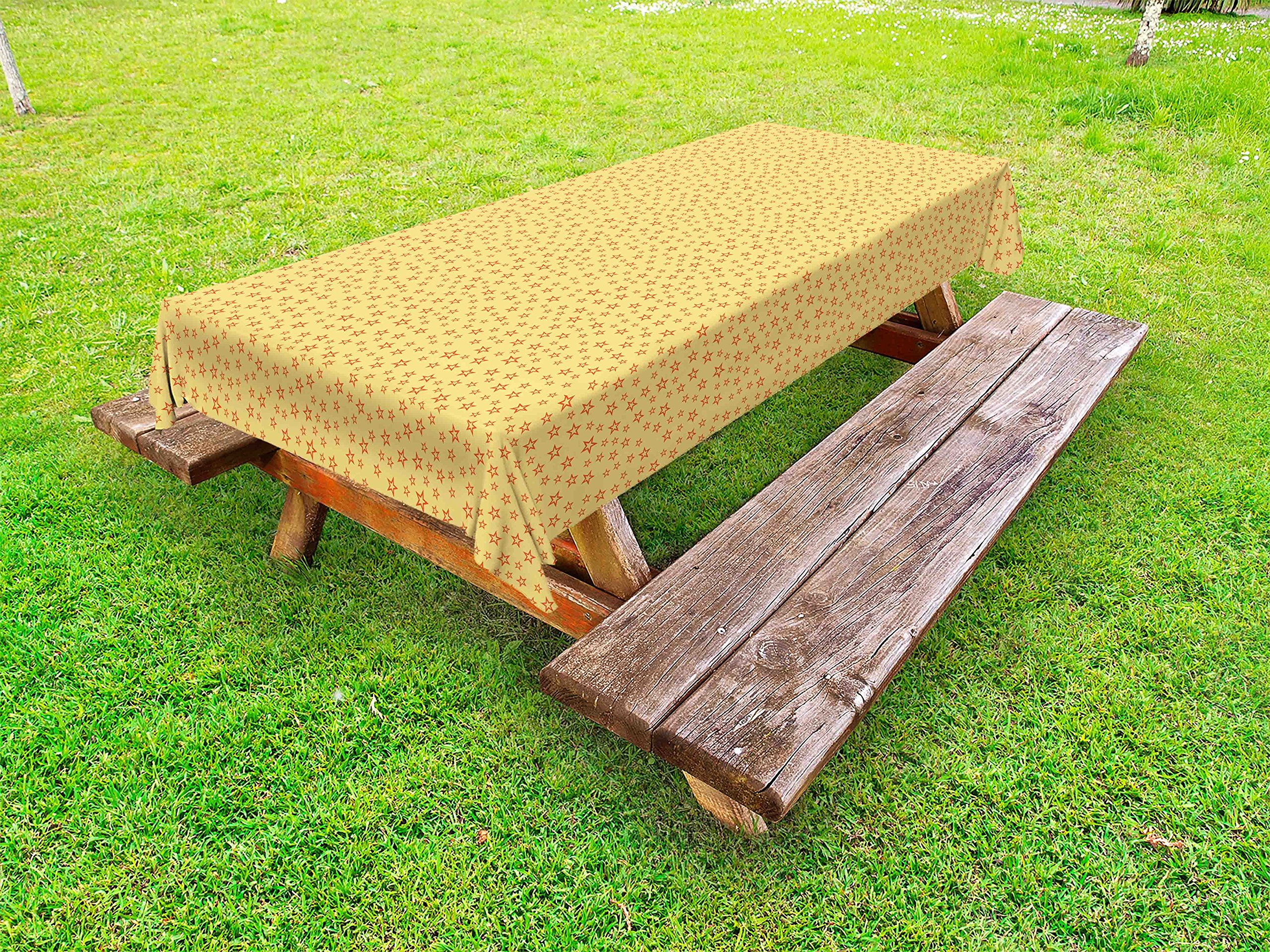 Ambesonne Stars Outdoor Tablecloth - Doodle Style 5-Pointed Geometric Abstract Design, Washable Picnic Table Cover 58