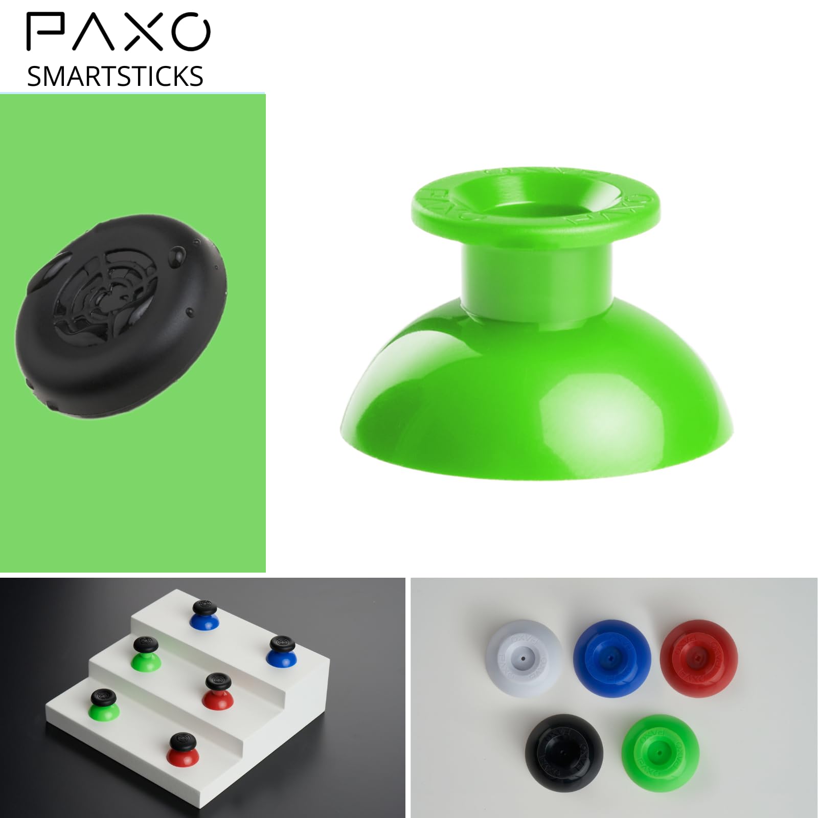 PAXO ® SmartSticks - Professional PS5 Controller Joysticks | Flexible, Ergonomic & Stylish Design | Secure Grip, Patented Quick-Change System, Analog Thumbsticks | Green PS5 Accessories for Enhanced Gaming Performance - Perfect for FPS, Racing & Action Games