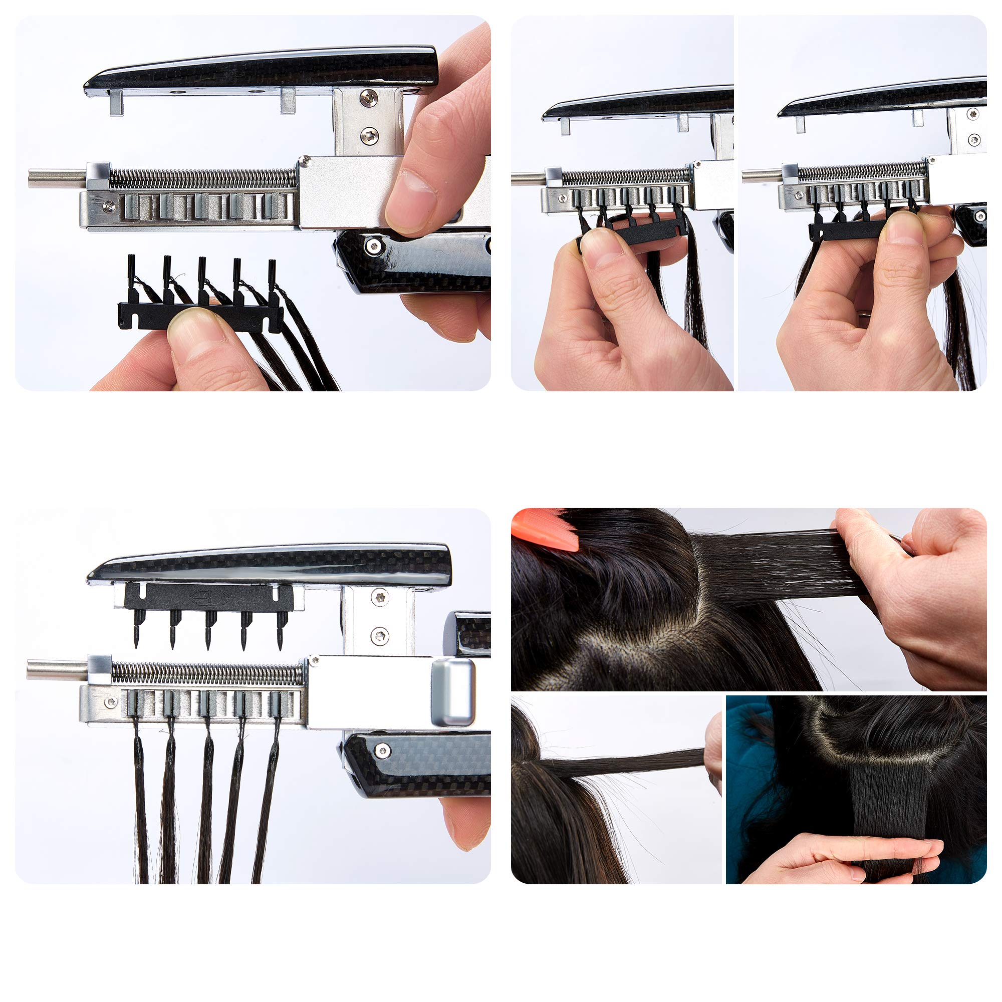 6D Hair Extensions Machine Kit - 2nd Gen No-Trace Human Hair Extension Tool (Silver) | Professional Salon-Grade Hair Extension Applicator for Seamless Blending & Volume Boost | Perfect for Weddings, Parties & Daily Styling