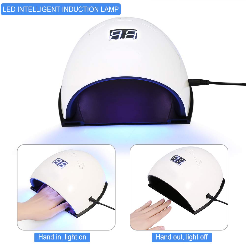 48W LED Nail Lamp for Two Hands - Professional Gel Nail Light with 30 LED Beads, Fast Curing Nail Dryer for Gel Polish - Smart Sensor Technology - Perfect for Salon & Home Manicure & Pedicure