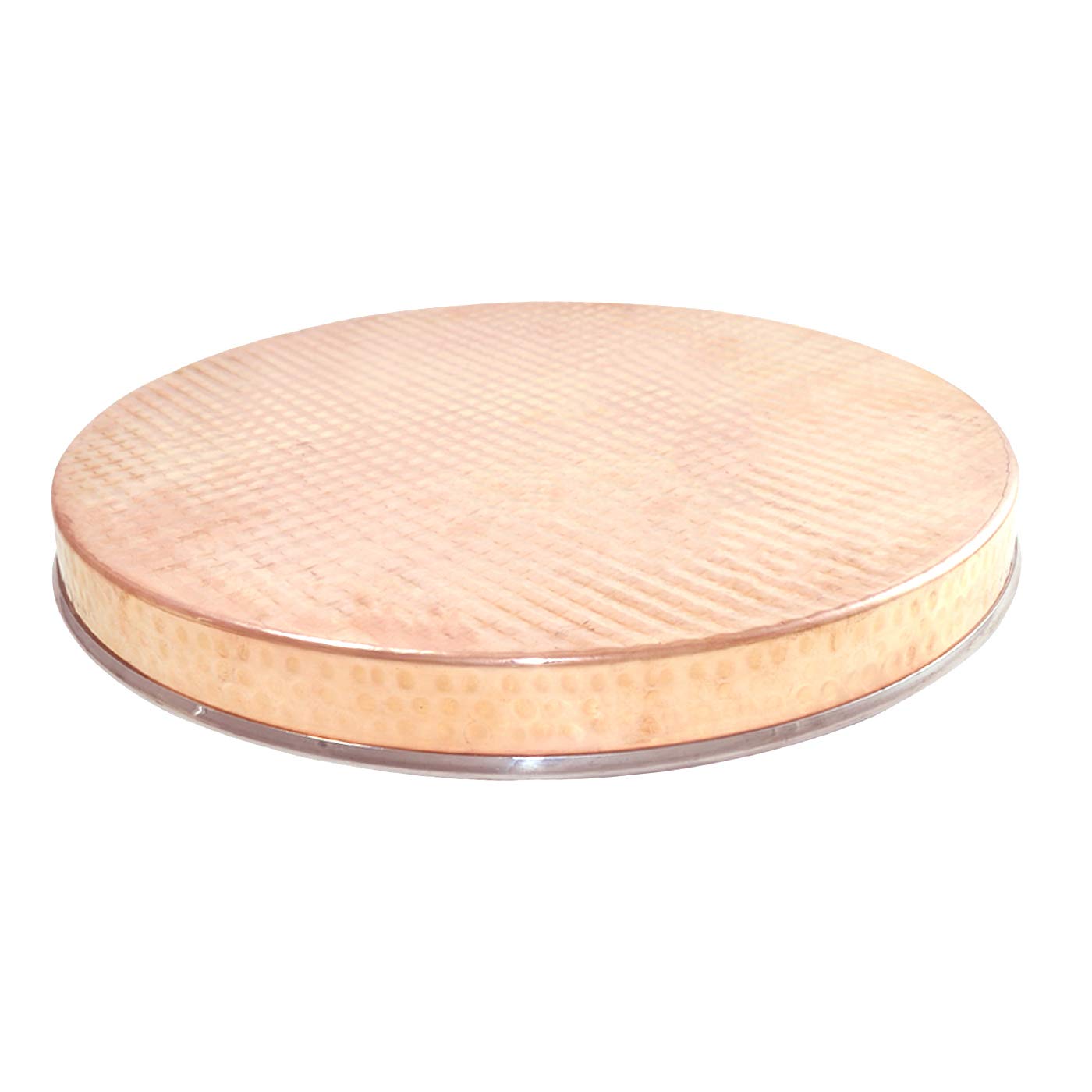 Premium 12 Inch Copper & Stainless Steel Round Thali Platter Set (Pack of 2) - Elegant Dinnerware Serving Tray for Indian Cuisine, Party Entertaining & Festive Dining
