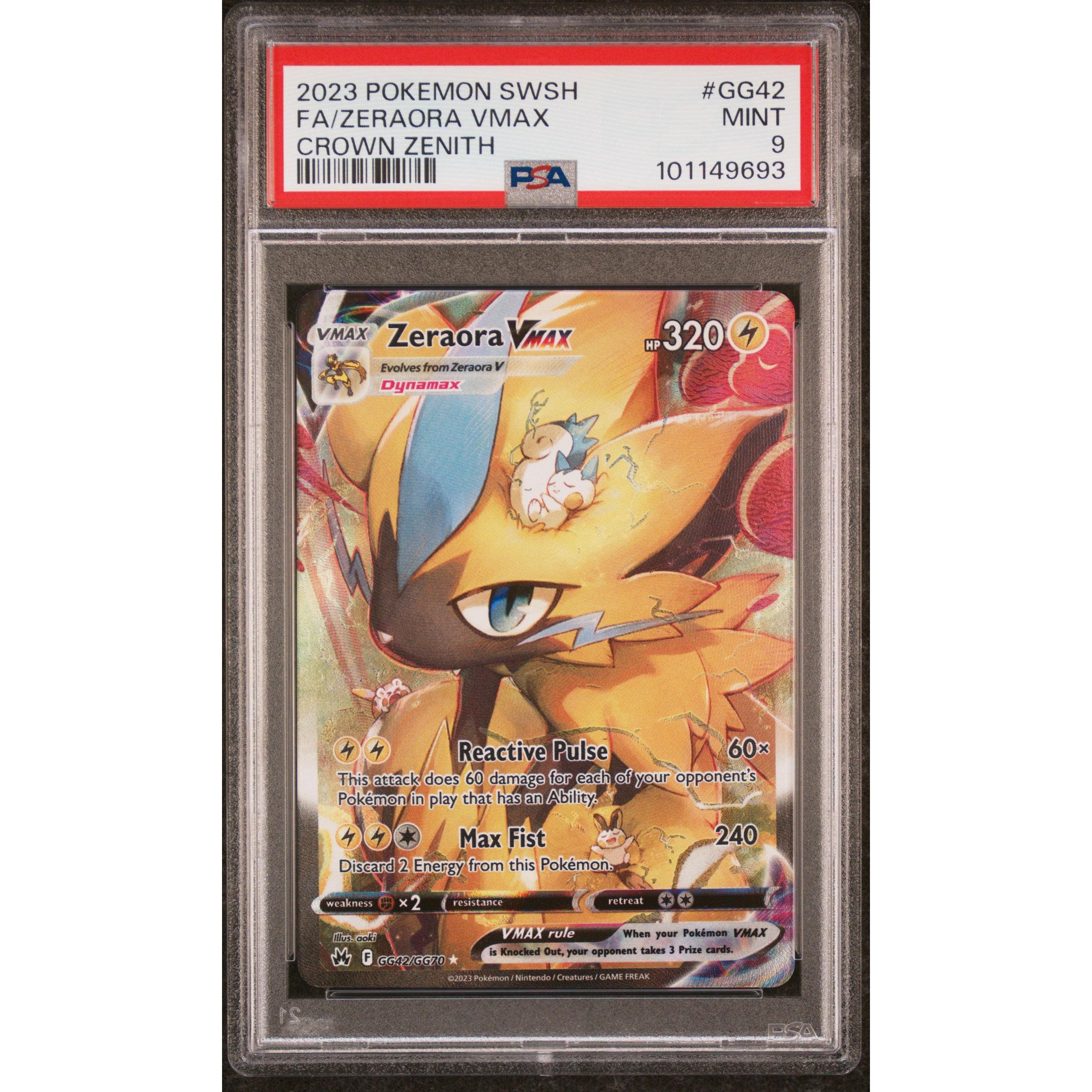 2023 Pokemon Crown Zenith Zeraora VMAX GG42/GG70 PSA 9 Graded Card - Rare Collectible for TCG Players & Pokemon Fans - Perfect for Gaming, Trading & Display