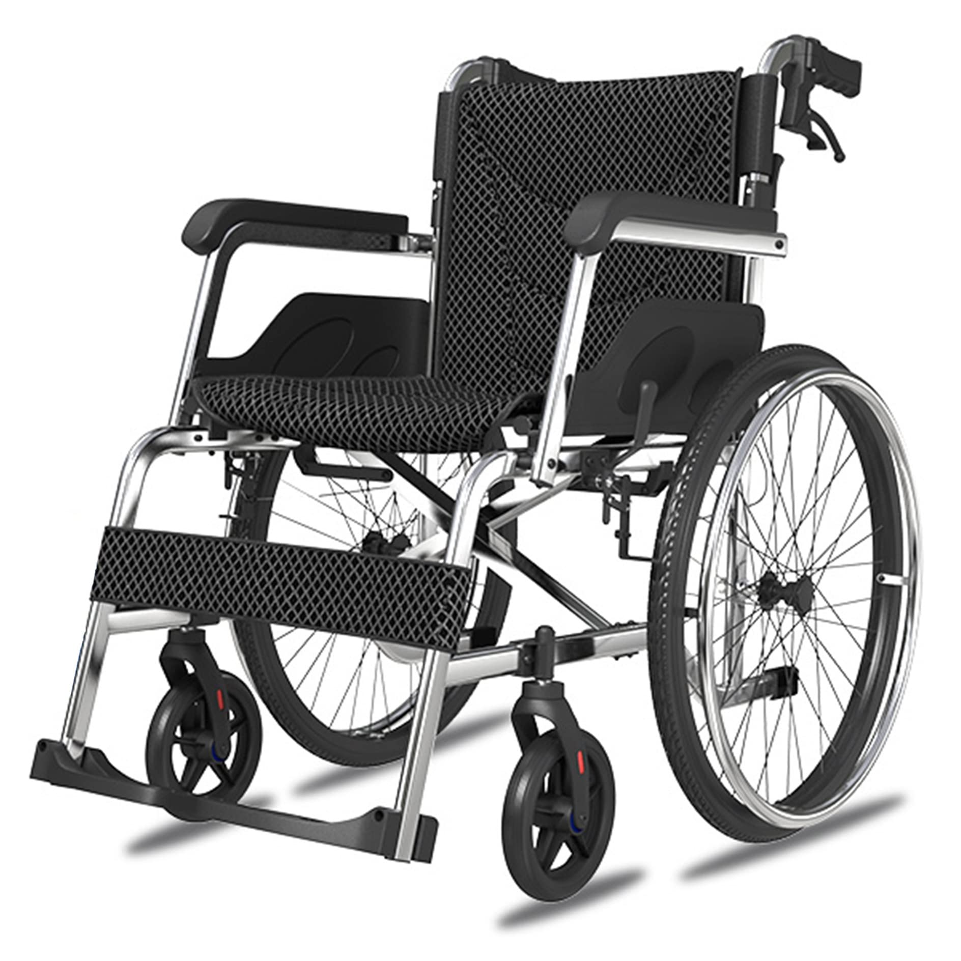 Lightweight Foldable Transport Wheelchair - Aluminum Manual Wheelchair for Adults & Seniors | Portable Mobility Aid with Easy Storage | Ideal for Travel, Doctor Visits & Home Use