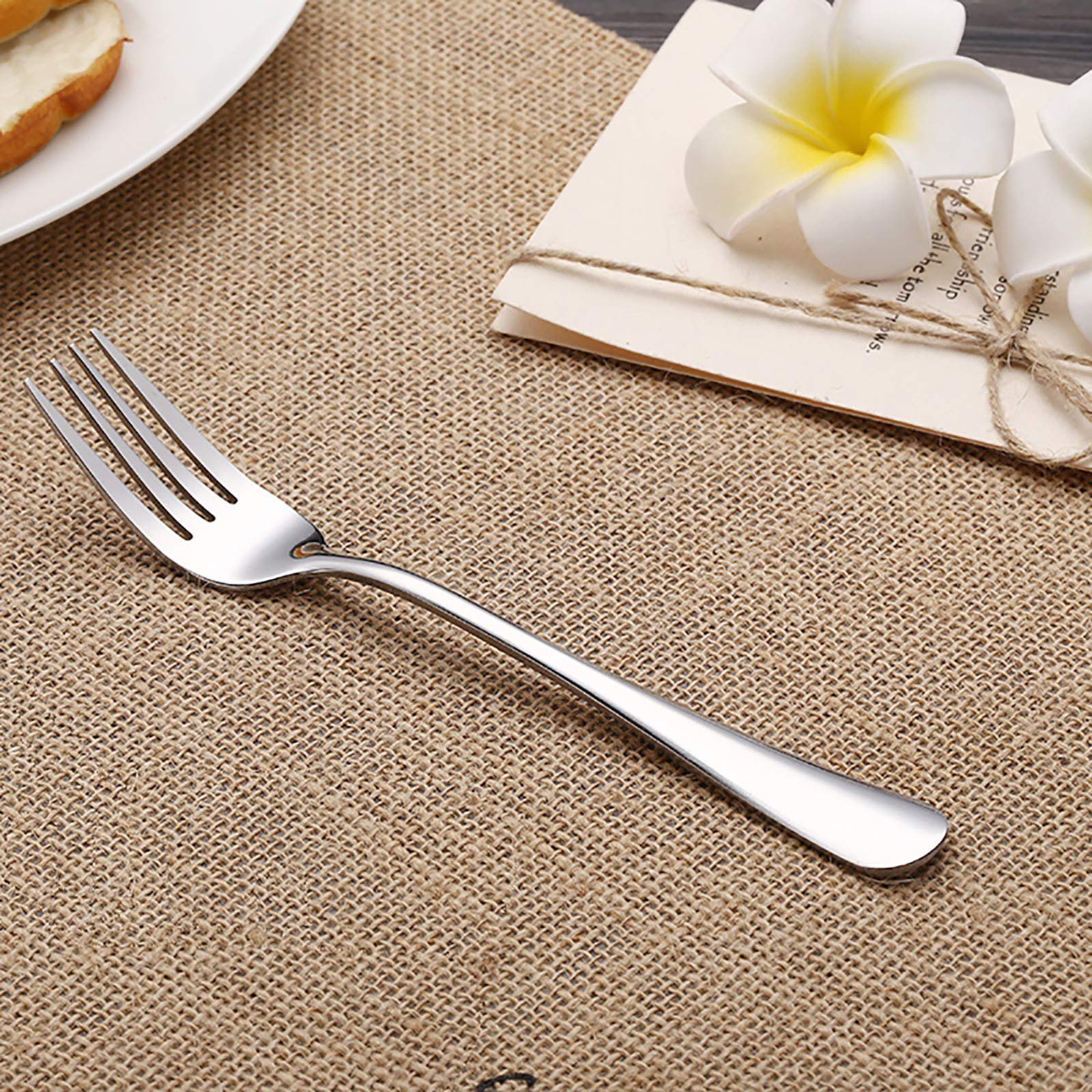 Premium VANRA 6-Piece Stainless Steel Dinner Forks Set - Heavy Duty 18/10 Silver Cutlery, 8 Inch Forks for Restaurant & Home Dining - Ideal for Dinner Parties, Weddings & Everyday Use