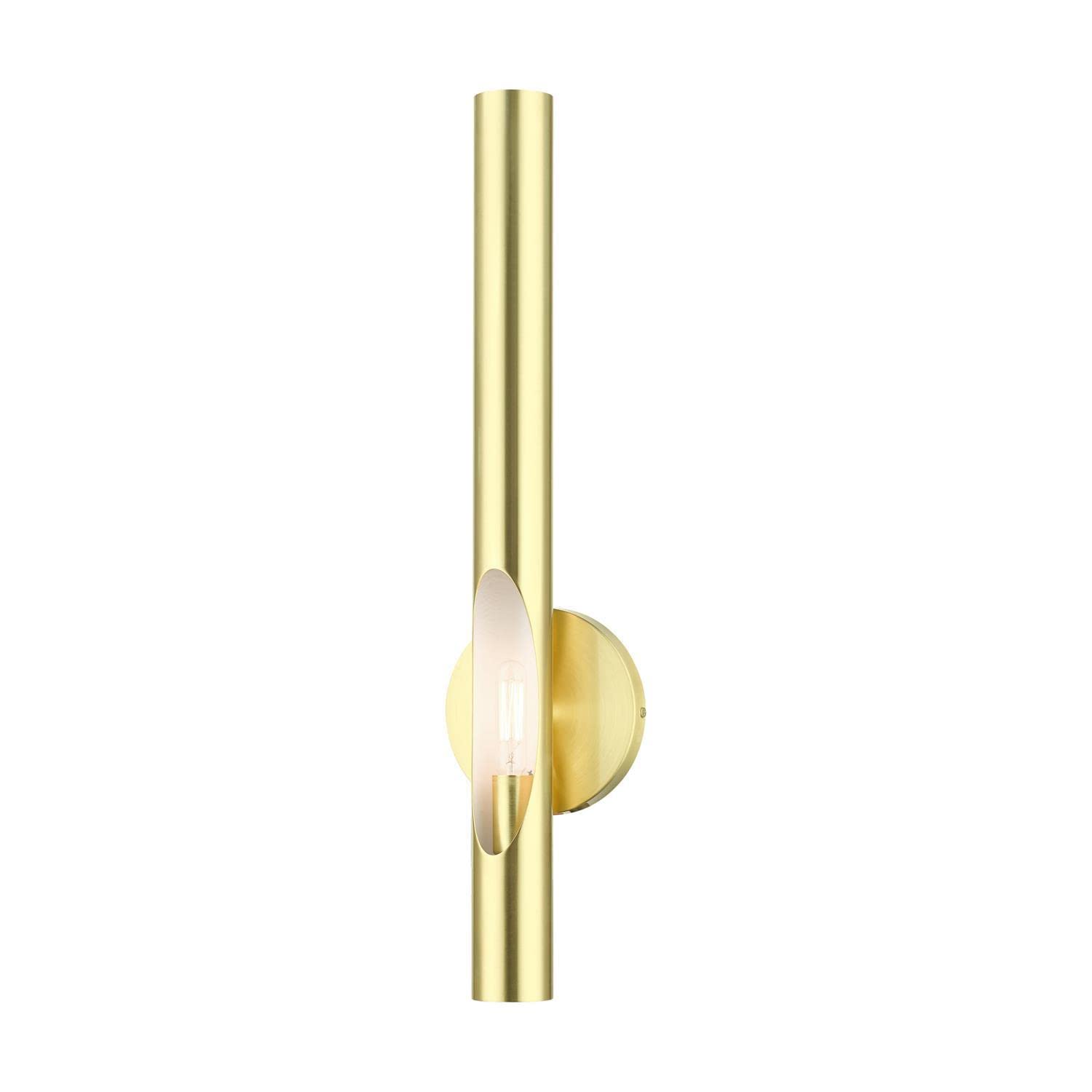 Livex Lighting Acra 1 Light Wall Sconce - Satin Brass Finish - Modern Wall Light Fixture for Bedroom, Living Room & Hallway Decor