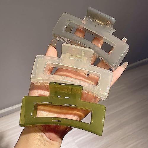 Elegant Korean Style Women's Hair Claws - Acrylic Hair Clips for Women, Transparent Large Geometric Hair Accessories for Girls | Perfect for Parties, Weddings & Everyday Styling
