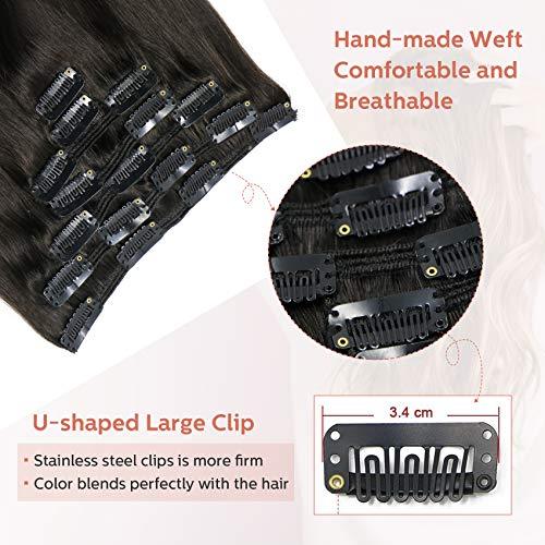 Premium 9A Brazilian Clip-In Human Hair Extensions - 7pcs Double Weft for Instant Volume & Length | Perfect for Weddings, Parties & Everyday Styling
