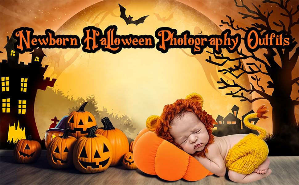 AIXIANG Handmade Baby Lion Costume Set - Newborn Halloween Outfit with Cap & Pants for Photo Props | Perfect Halloween Gift for Baby Boys | Great for Halloween Parties, Photoshoots & Dress-Up