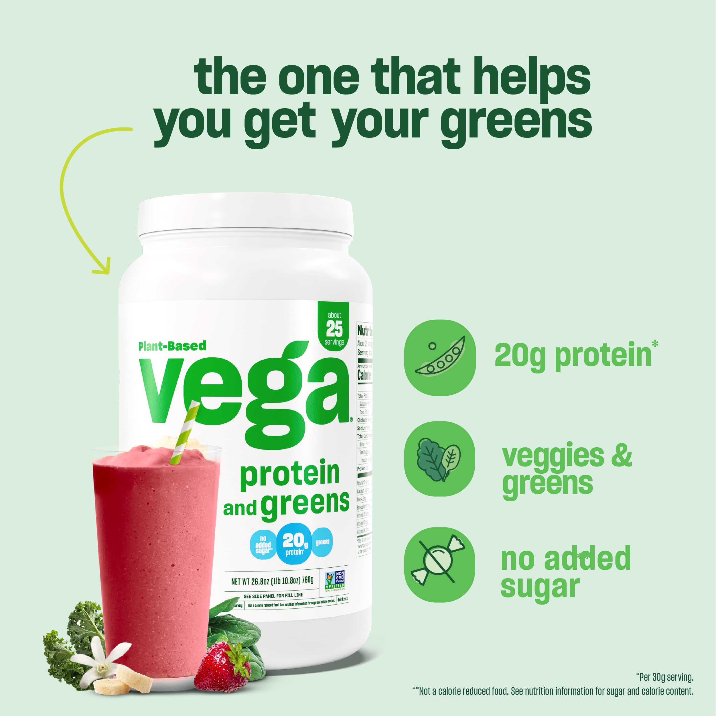Vega Salted Caramel Plant-Based Protein Powder with Greens - 17 Servings, 510g | Vegan, Non-GMO Pea Protein for Men & Women | Post-Workout Recovery, Meal Replacement & Healthy Lifestyle Support (Packaging May Vary)