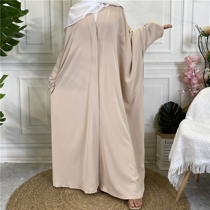 Elegant Plain Muslim Abaya Dress for Women - Modest Long Sleeve Button Down Robe - Perfect for Prayer, Mosque & Everyday Wear