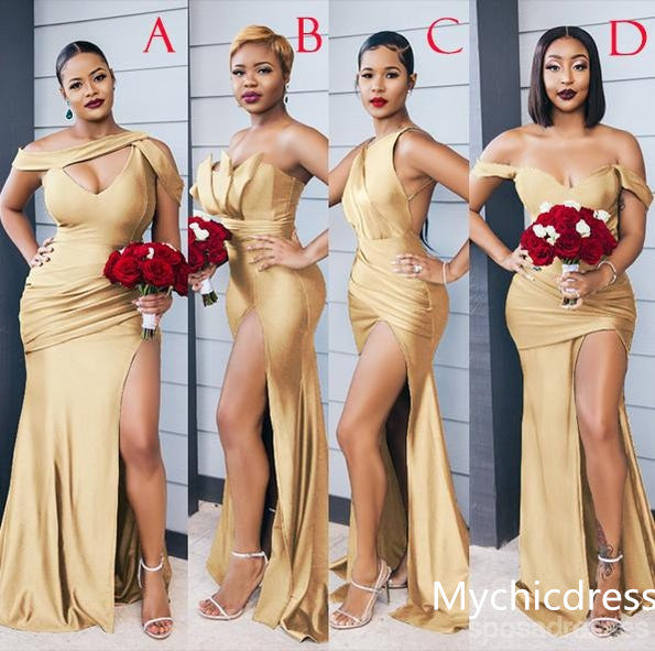 2025 Gold Bridesmaid Dresses - Stretchy Satin Multiway Convertible Wedding Guest Dress for Bridal Party, Formal Events & Special Occasions