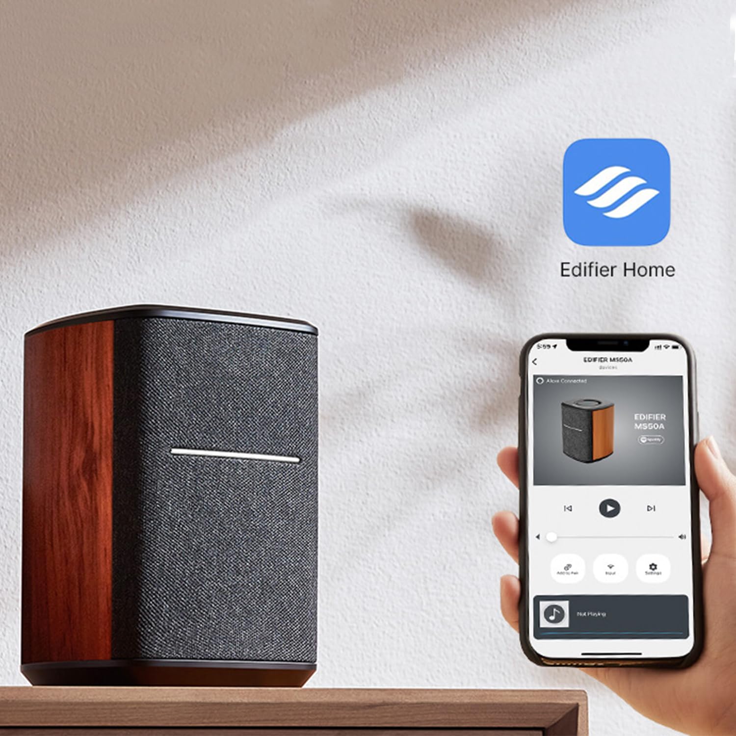 Edifier MS50A WiFi Smart Speaker - 40W RMS Wireless Bluetooth & AirPlay 2 Sound System, Works with Alexa, Spotify & Tidal Connect (No Microphone) - Perfect for Home Audio, Parties & Background Music