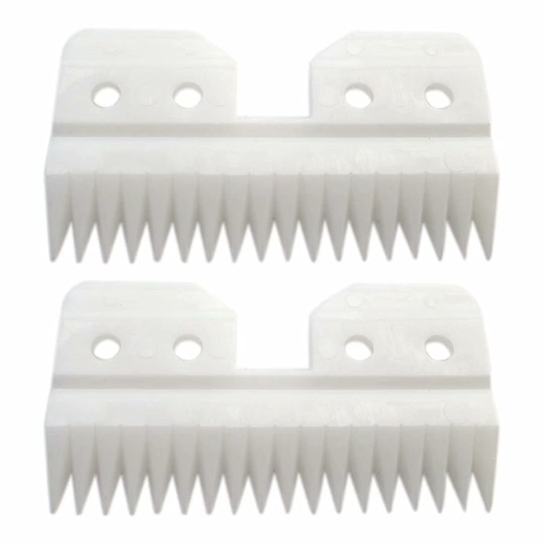 Ceramic Moving Blade Replacement for Andis/Wahl/Oster Fast Feed A5/AG Series Hair Clippers - 18 Teeth Pet & Human Grooming Tool (2 Pack, Off White) - Perfect for Professional Grooming & Home Haircuts