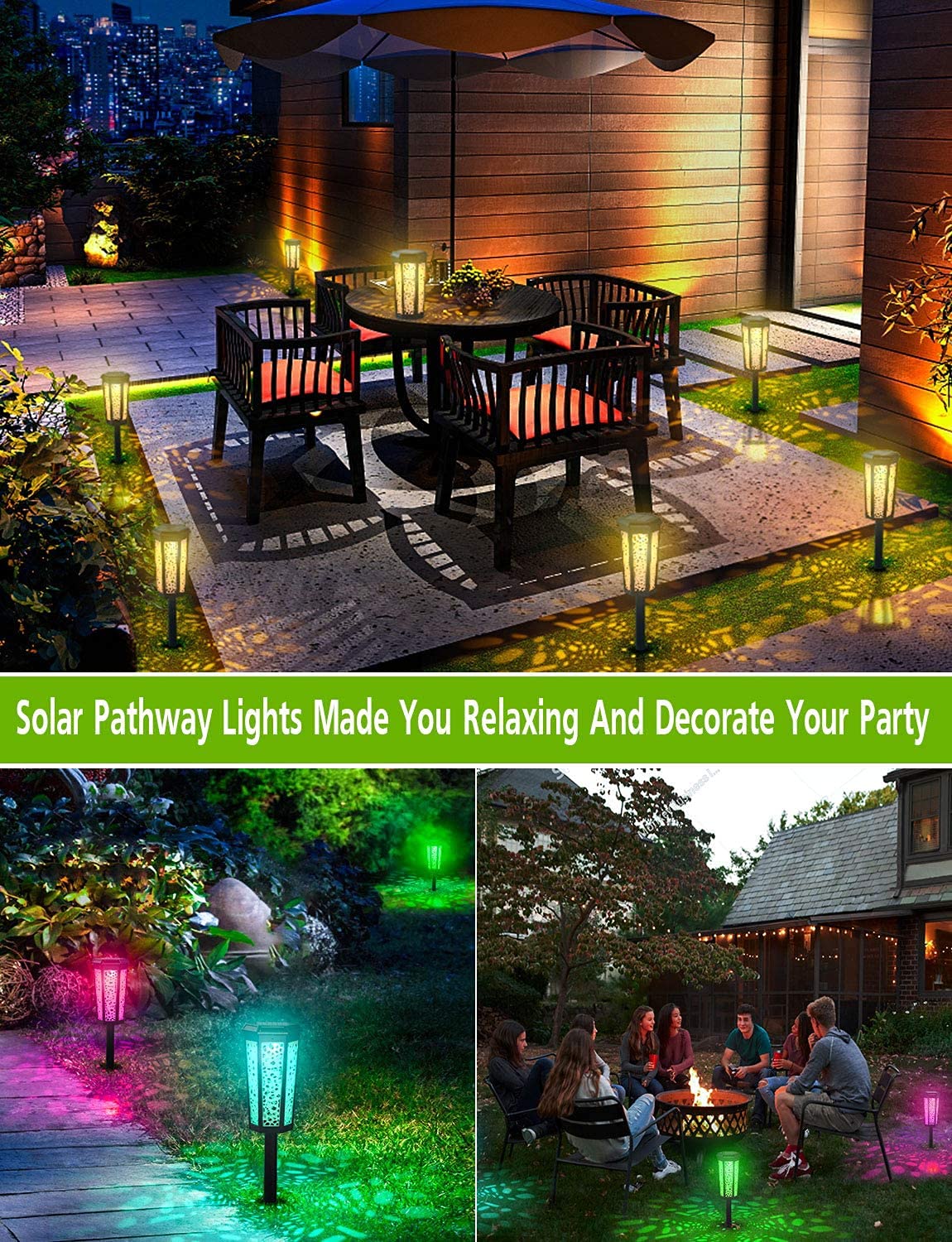 Solar Pathway Lights Outdoor Waterproof IP65 - 10 Pack LED Garden Lights Auto On/Off with 2 Brightness Modes for Walkway, Driveway, Patio, Yard, Lawn & Pool Area - Perfect for Landscape Lighting & Nighttime Safety