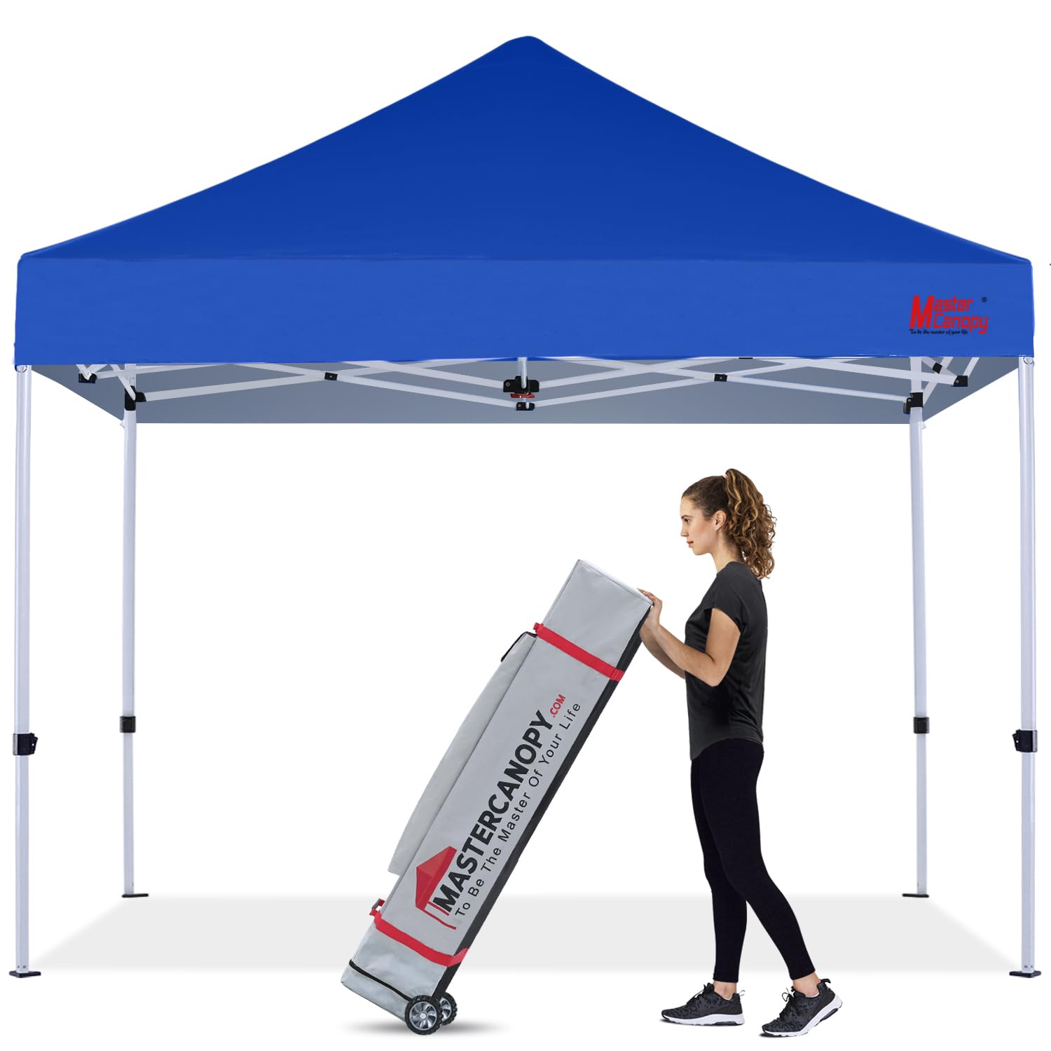 MASTERCANOPY 10x10 Commercial Grade Pop Up Canopy Tent - Instant Shelter for Outdoor Events, Beach, Camping & Parties (Blue)